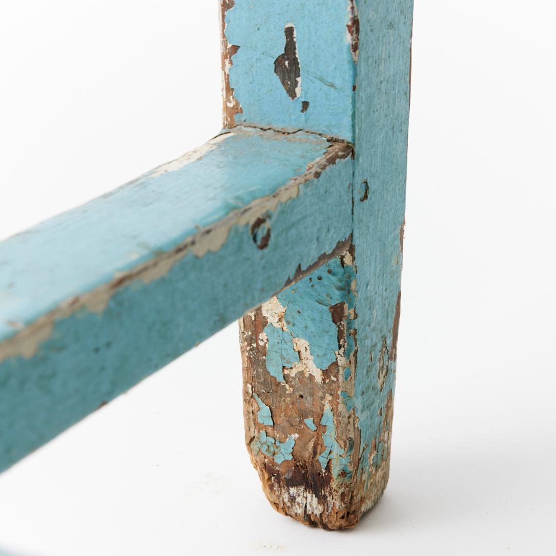 Table de ferme de la fin du 19e siècle peinte en bleu avec plateau en zinc en vente 9