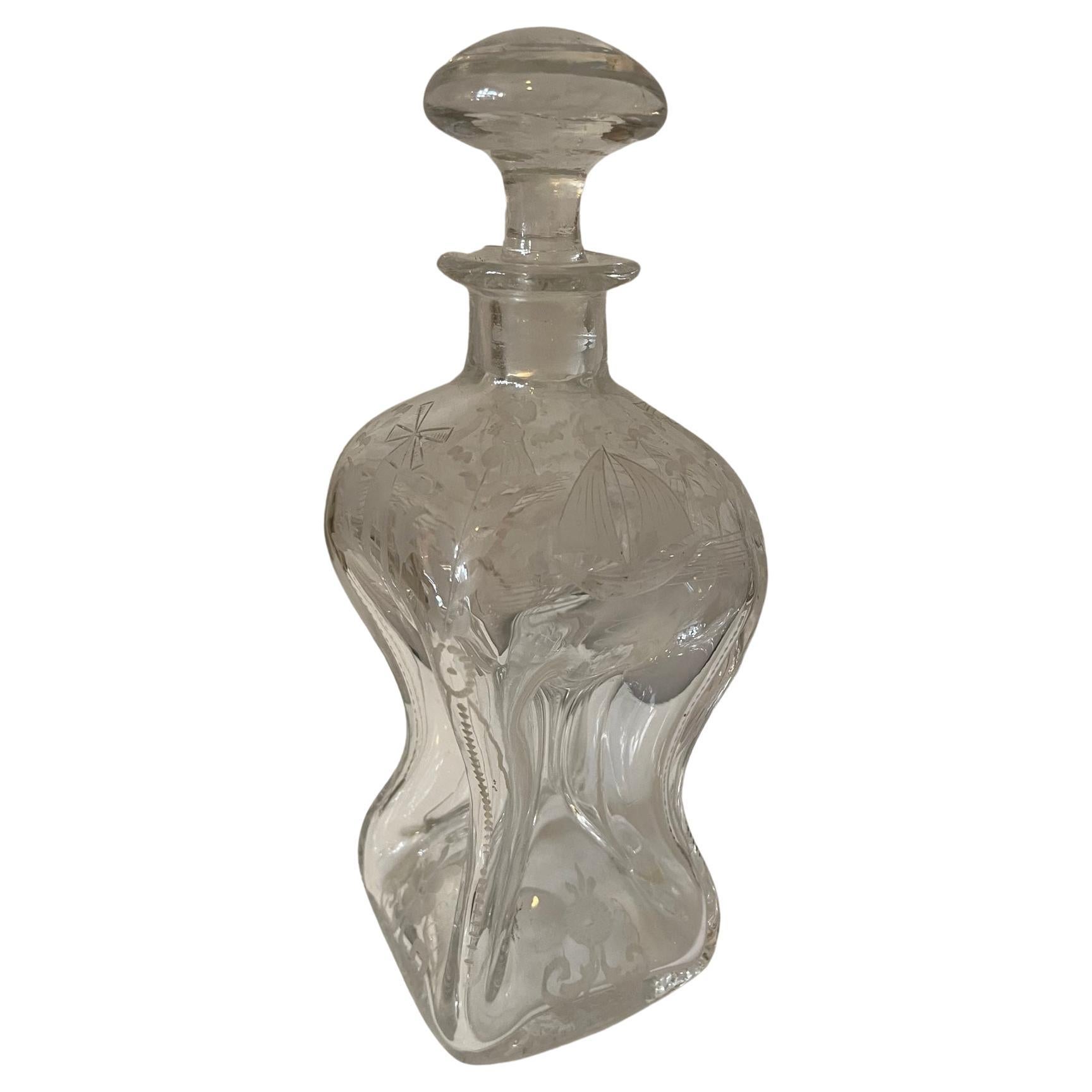 Late 19th Century Boheme Engraved Glass Carafe, 1890s