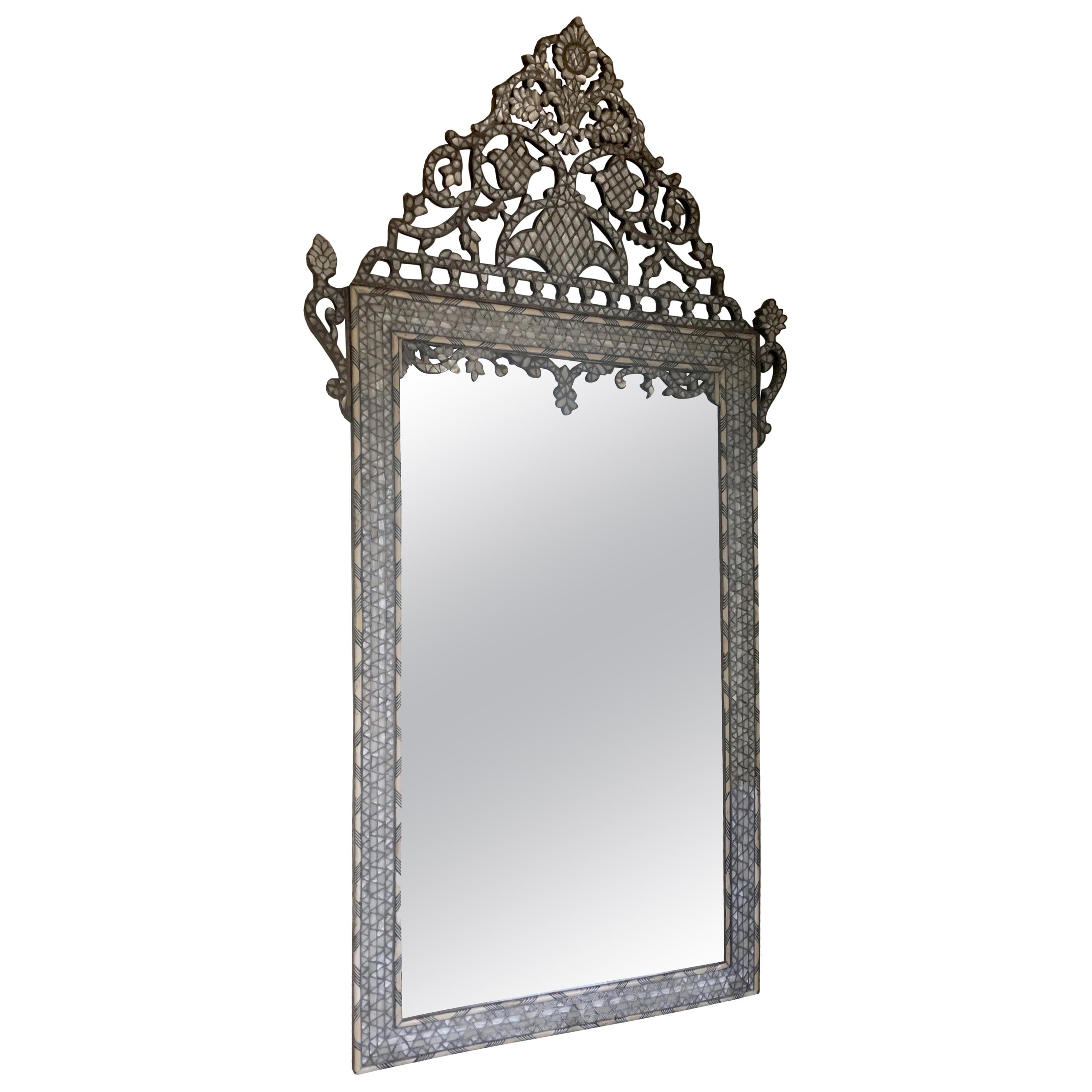Late 19th Century Bone Moroccan Inlaid Mirror