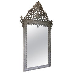 Antique Late 19th Century Bone Moroccan Inlaid Mirror