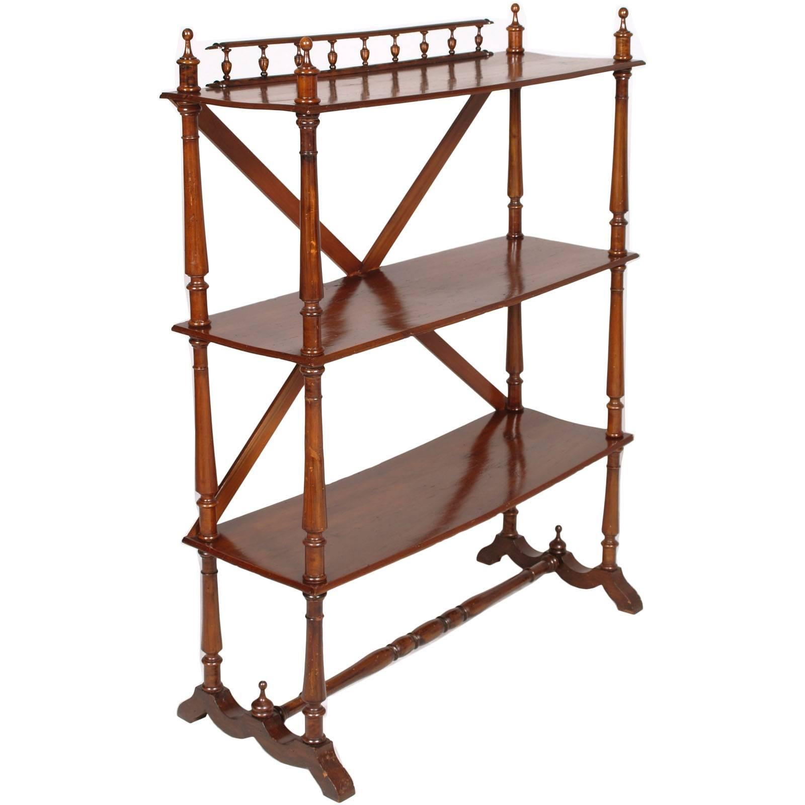 Late 19th Century Bookcase Étagère by Fratelli Mora Milano in Walnut Wax-Polish For Sale