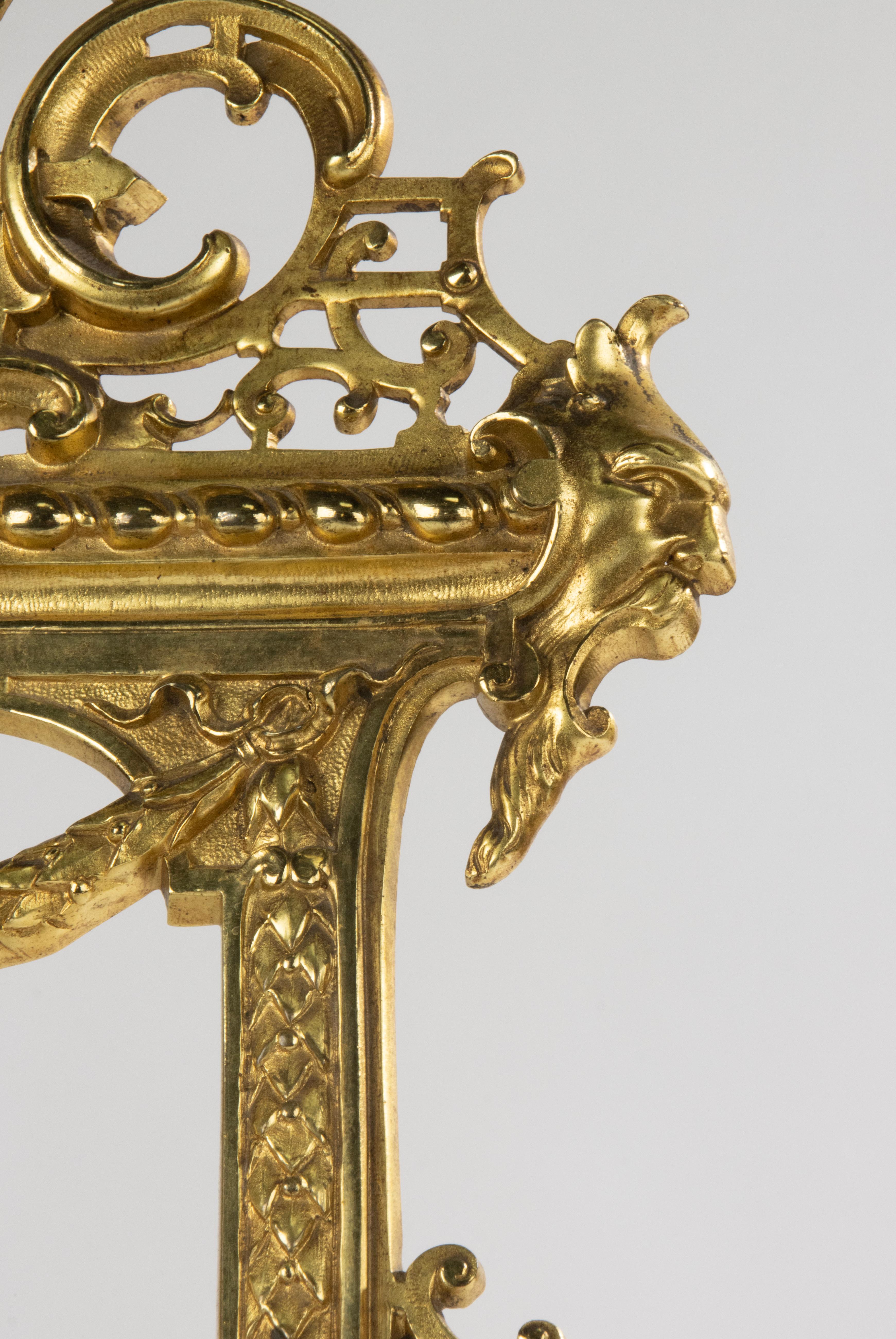 Bibliothèque de la fin du XIXe siècle - Bronze doré - Style Renaissance - Grand modèle en vente 6