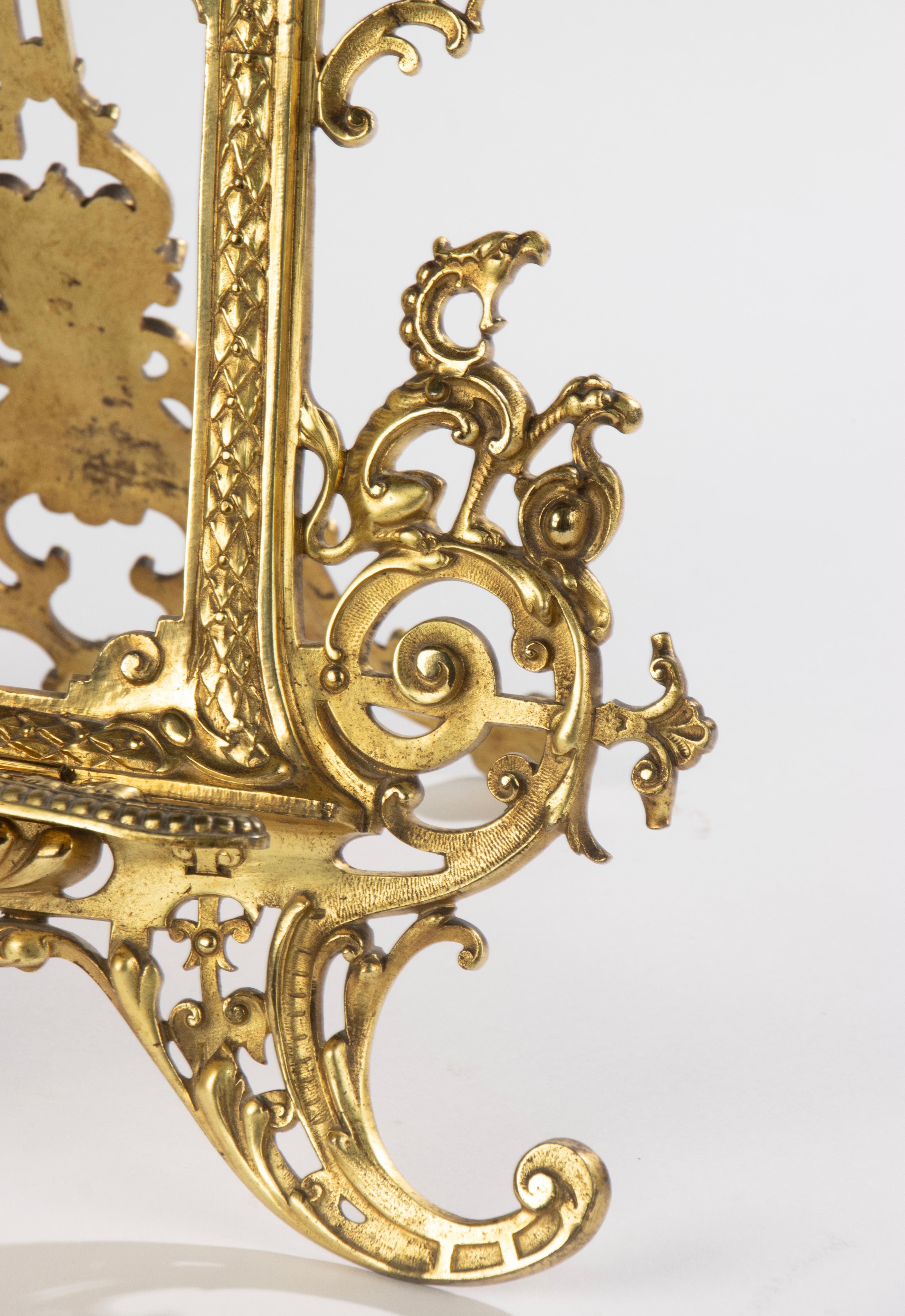 Bibliothèque de la fin du XIXe siècle - Bronze doré - Style Renaissance - Grand modèle en vente 8