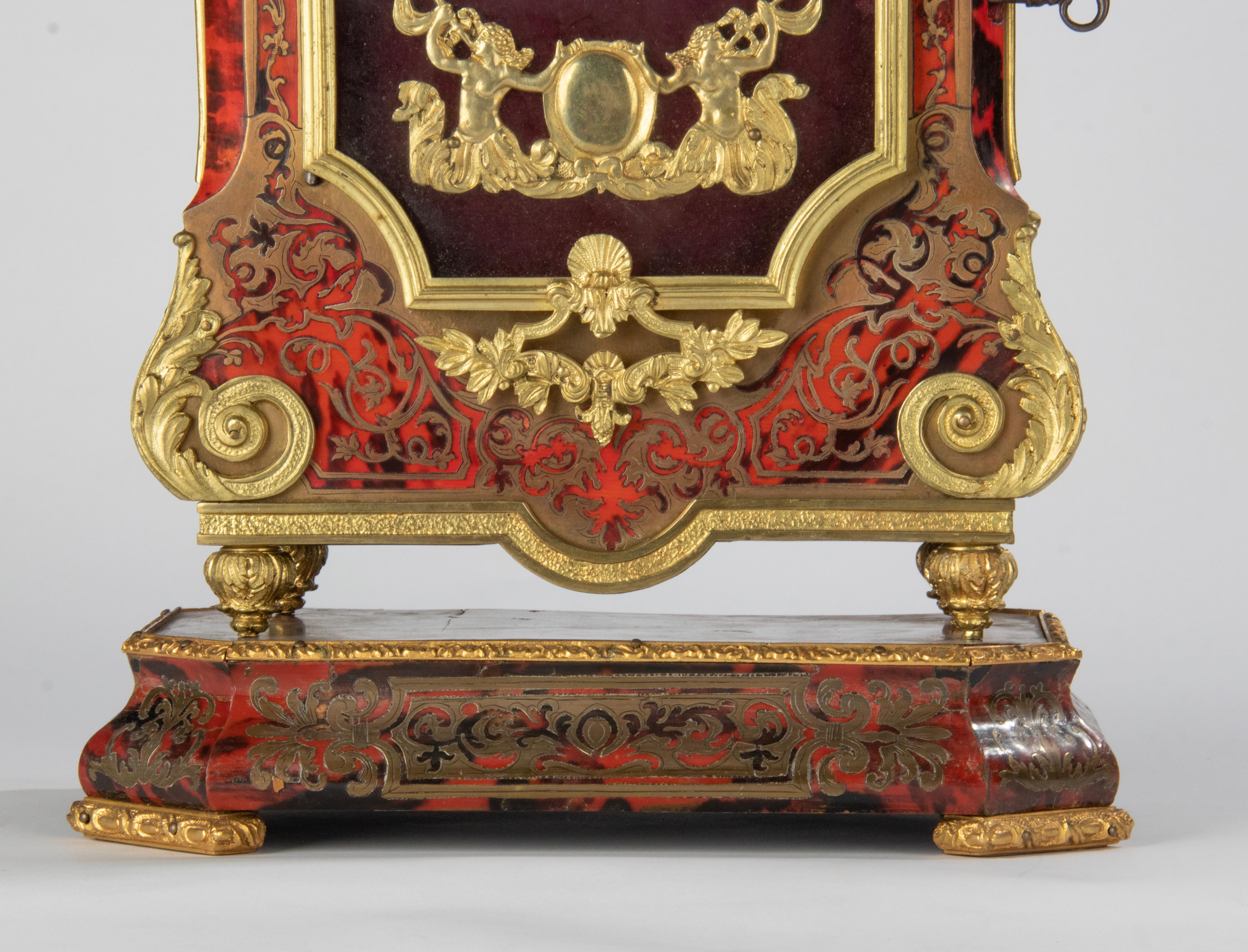 Baroque Late 19th Century Boulle Style Marquetry Mantel Clock ‘Religieuse’