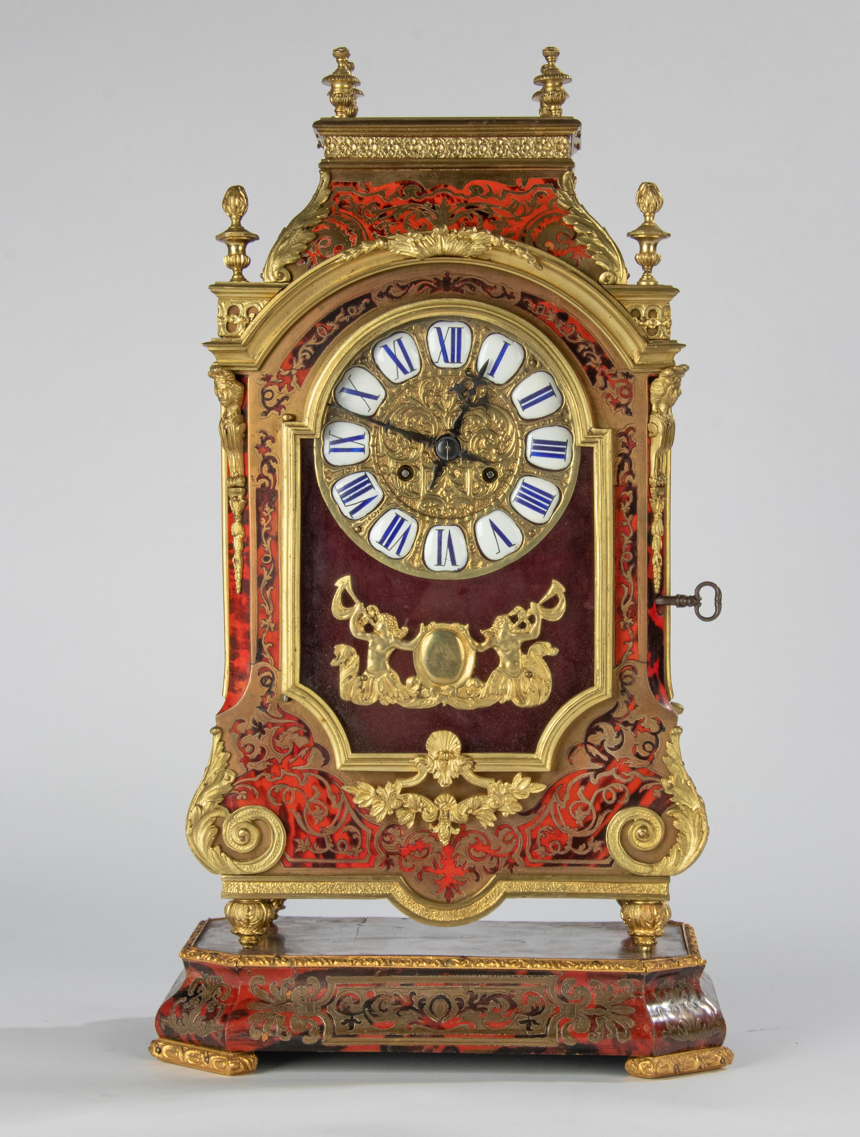 French Late 19th Century Boulle Style Marquetry Mantel Clock ‘Religieuse’