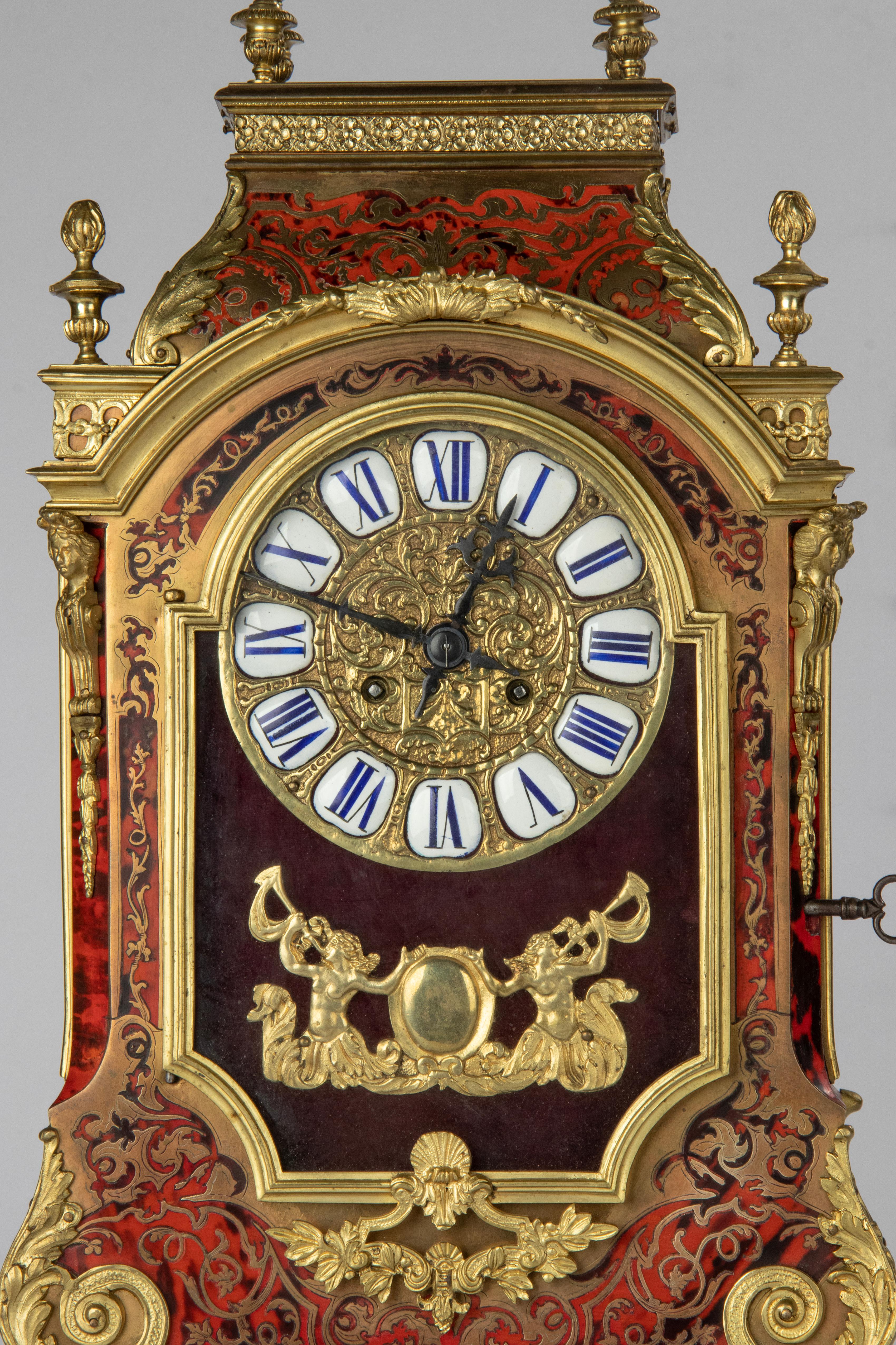 Hand-Crafted Late 19th Century Boulle Style Marquetry Mantel Clock ‘Religieuse’