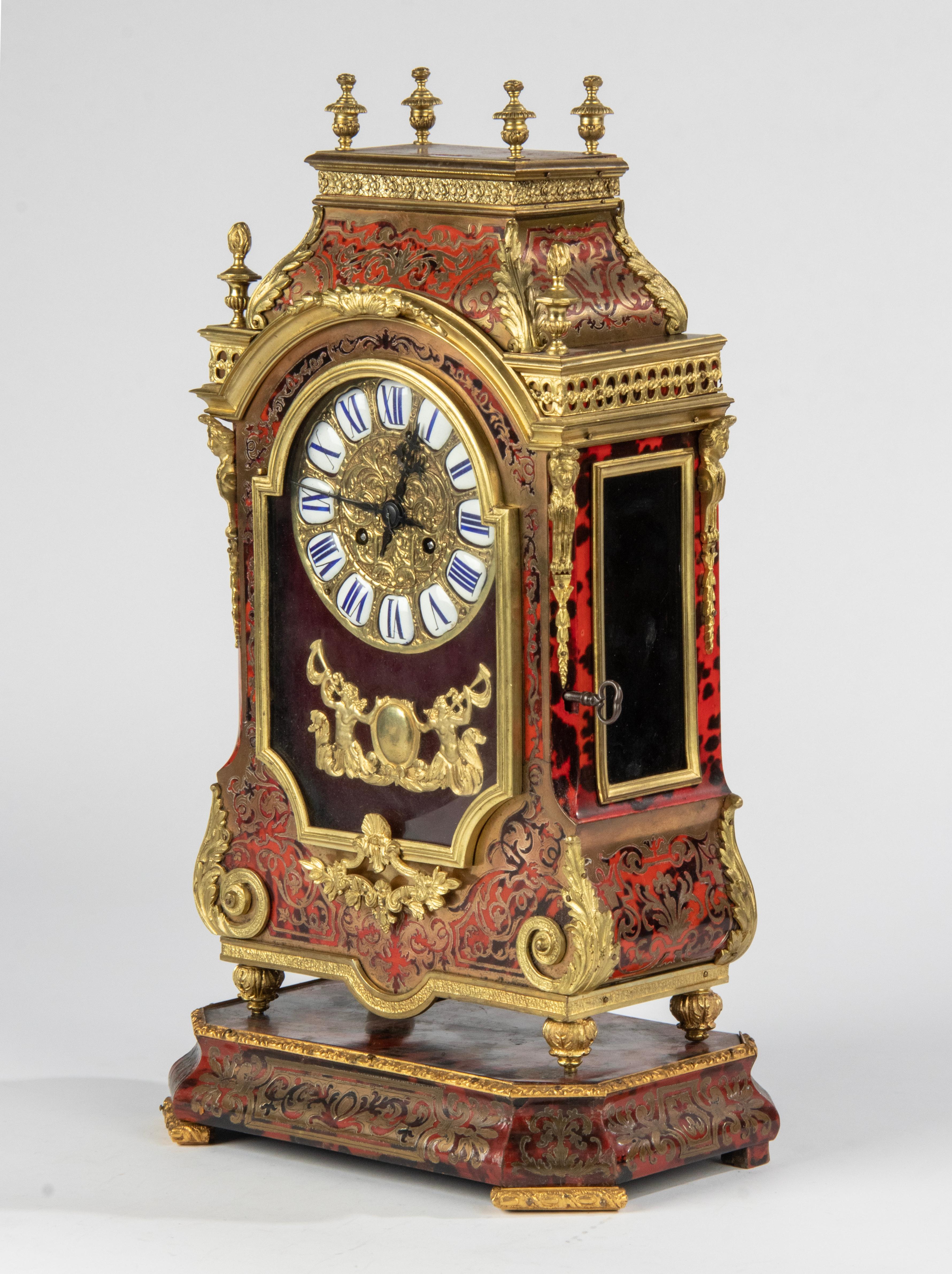 Late 19th Century Boulle Style Marquetry Mantel Clock ‘Religieuse’ 1