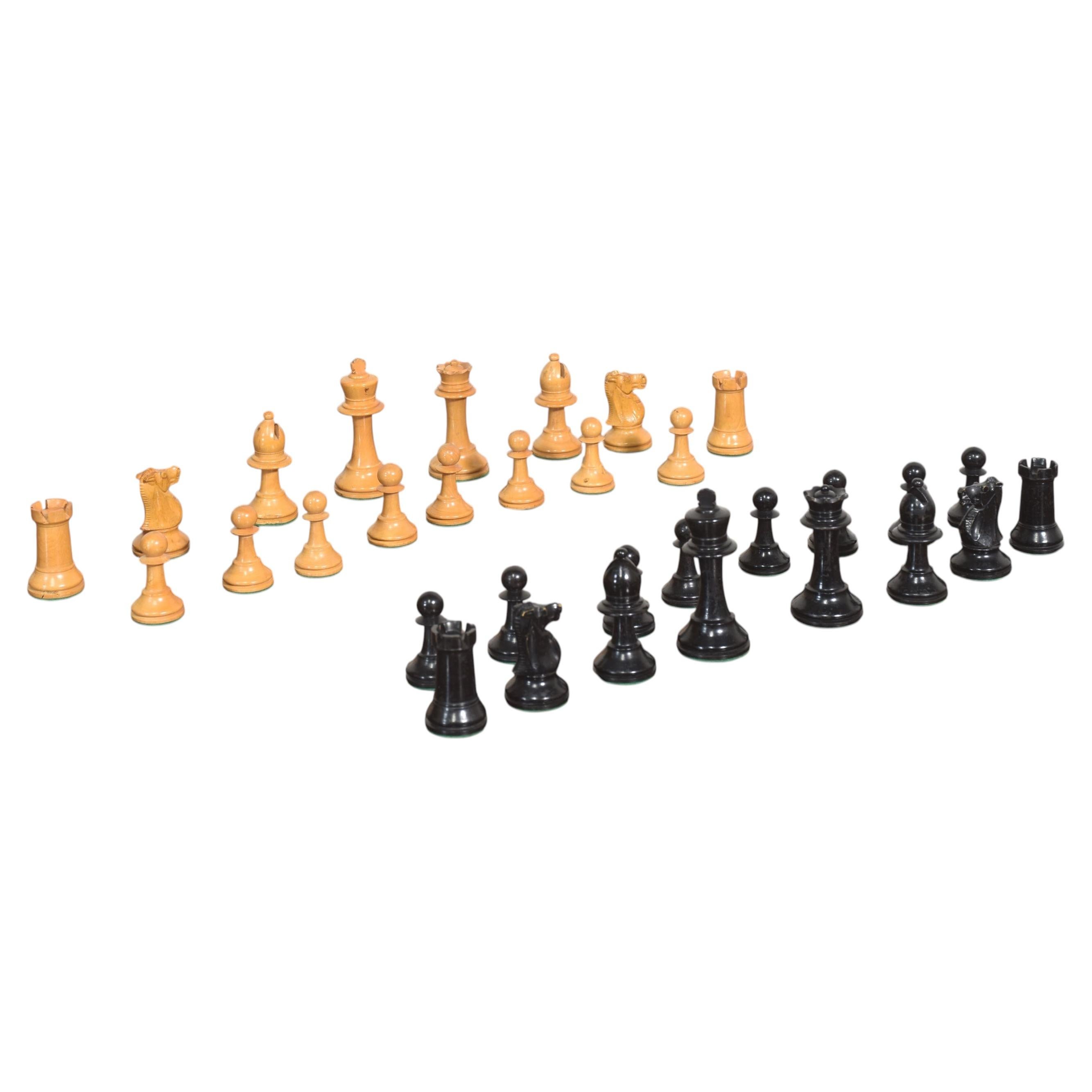 Late 19th Century Boxwood And Ebonised Staunton Chess Set