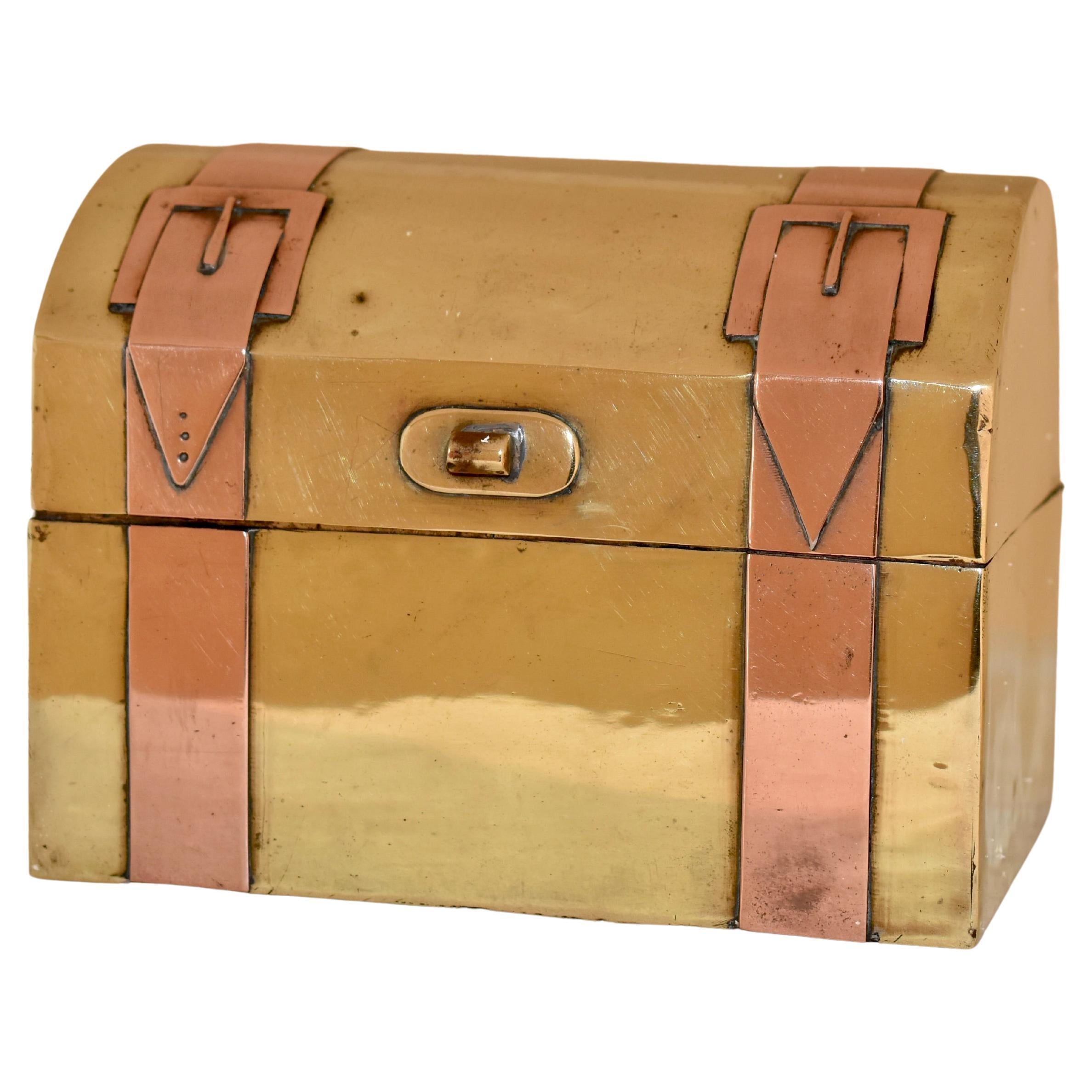 Late 19th Century Brass and Copper Strapped Box
