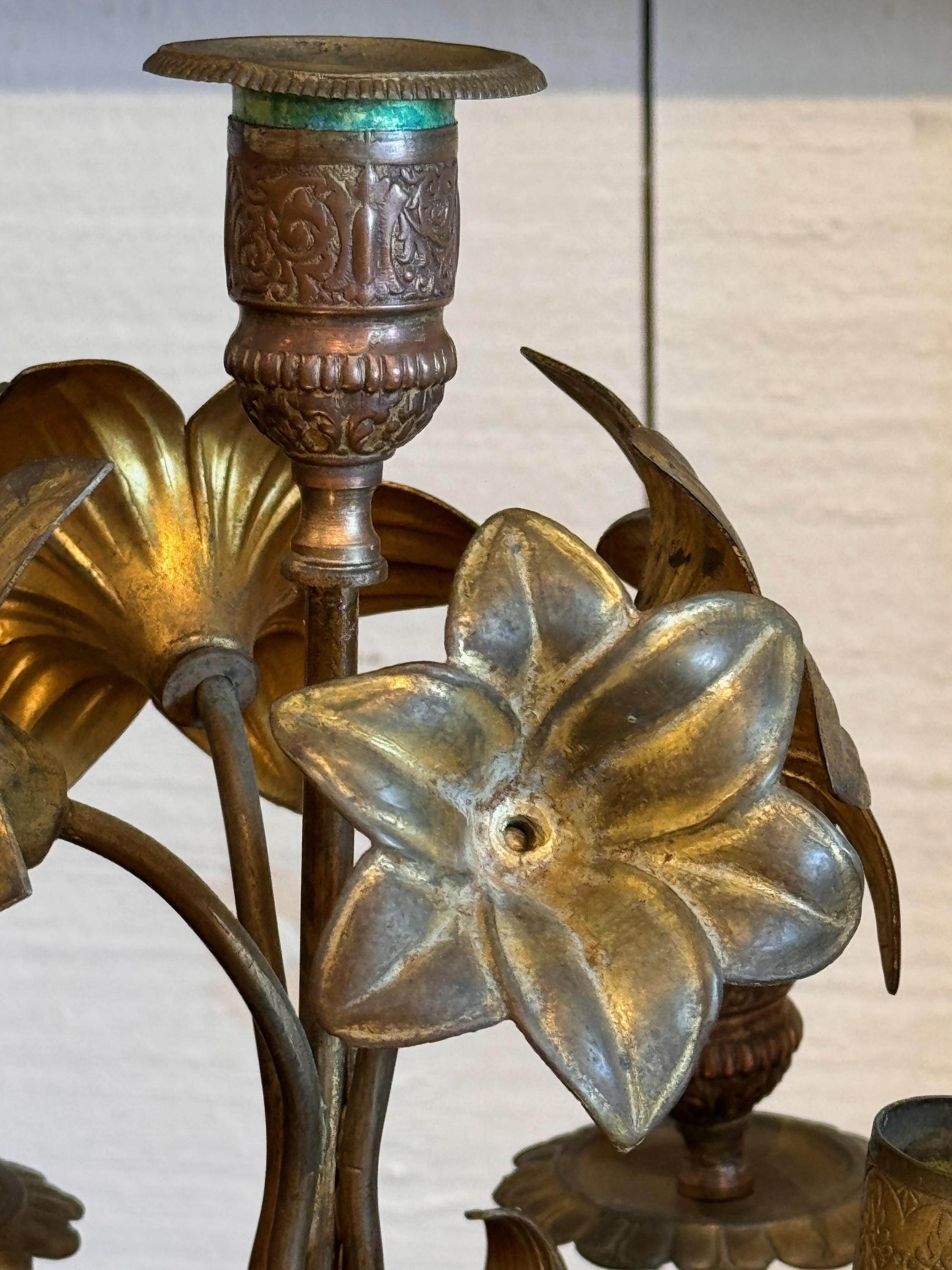 Late 19th Century Brass and Marble Candle Holders - a Pair For Sale 5