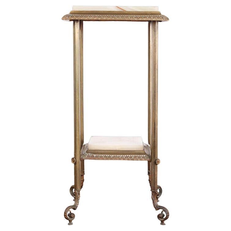 Late 19th Century Brass and Onxy Pedestal Stand Plant Stand