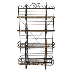 Französisches Bakers Rack aus Messing und Stahl aus dem 19. Jahrhundert