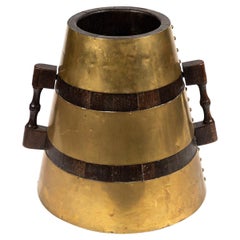 Late 19th Century Brass Bin with Wood Trim
