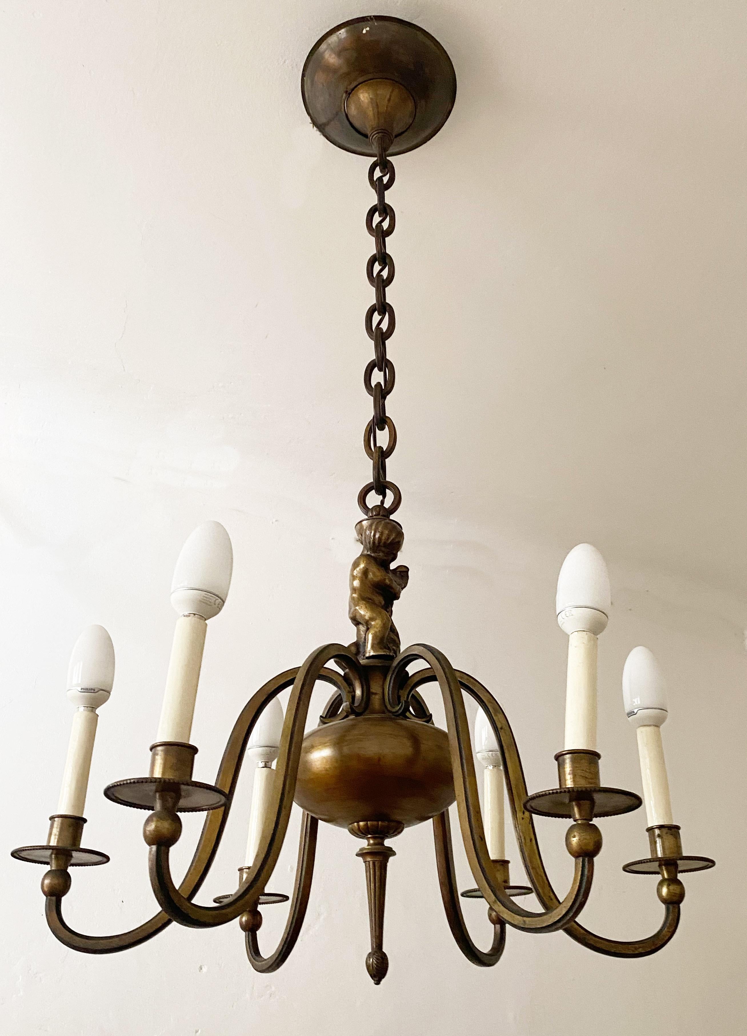 Late 19th Century Brass Chandelier For Sale 5