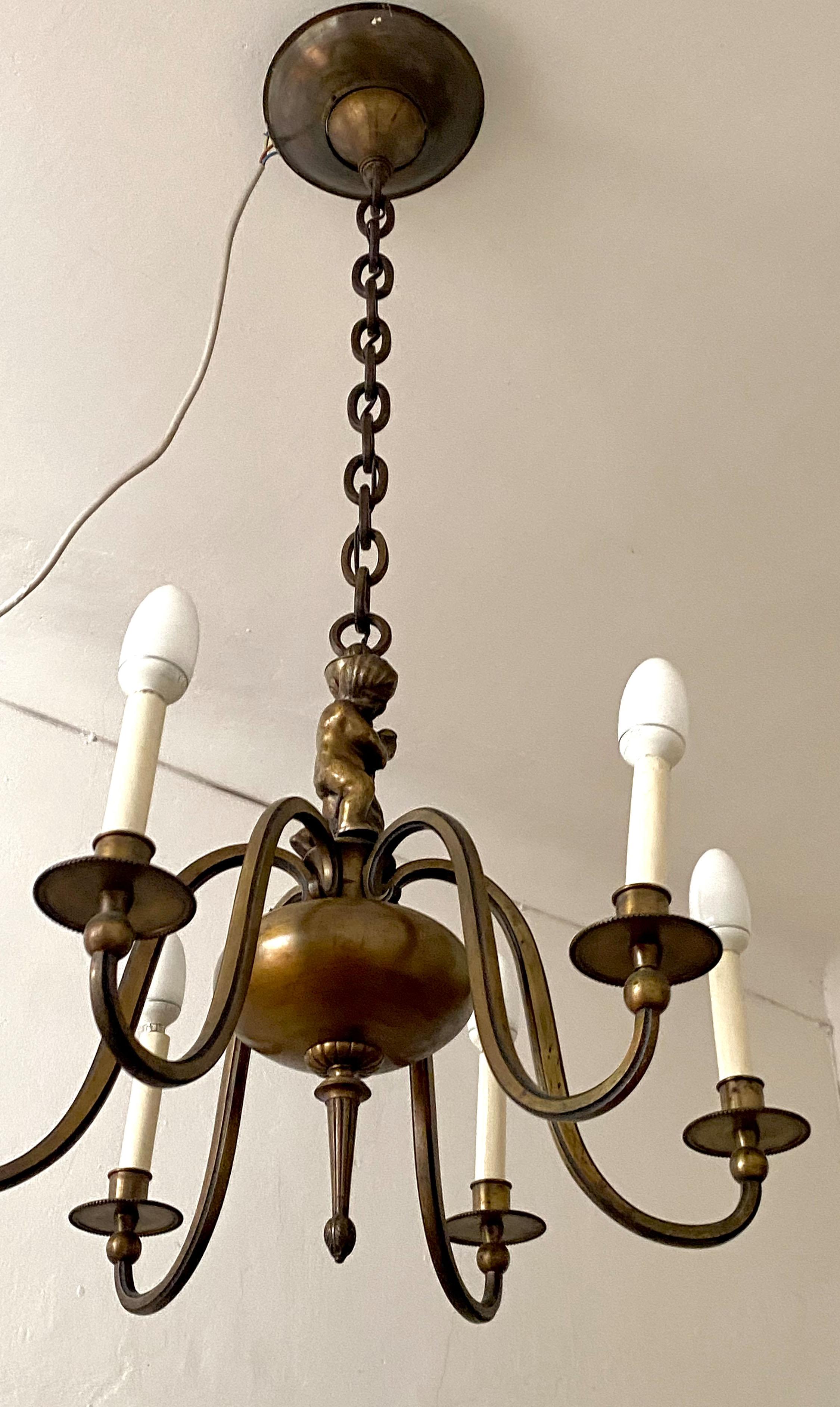 Late 19th Century Brass Chandelier For Sale 2