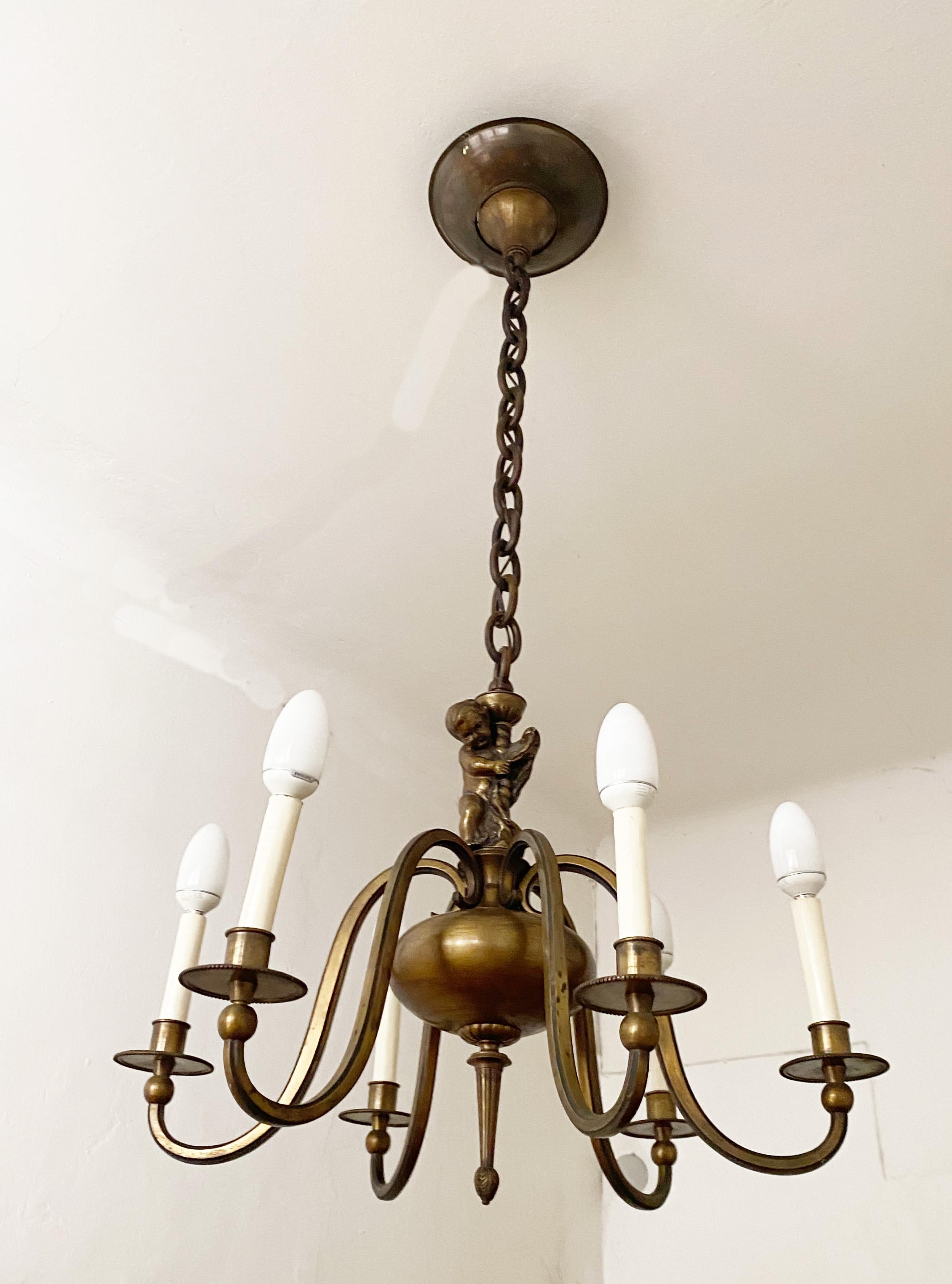Late 19th Century Brass Chandelier For Sale 3