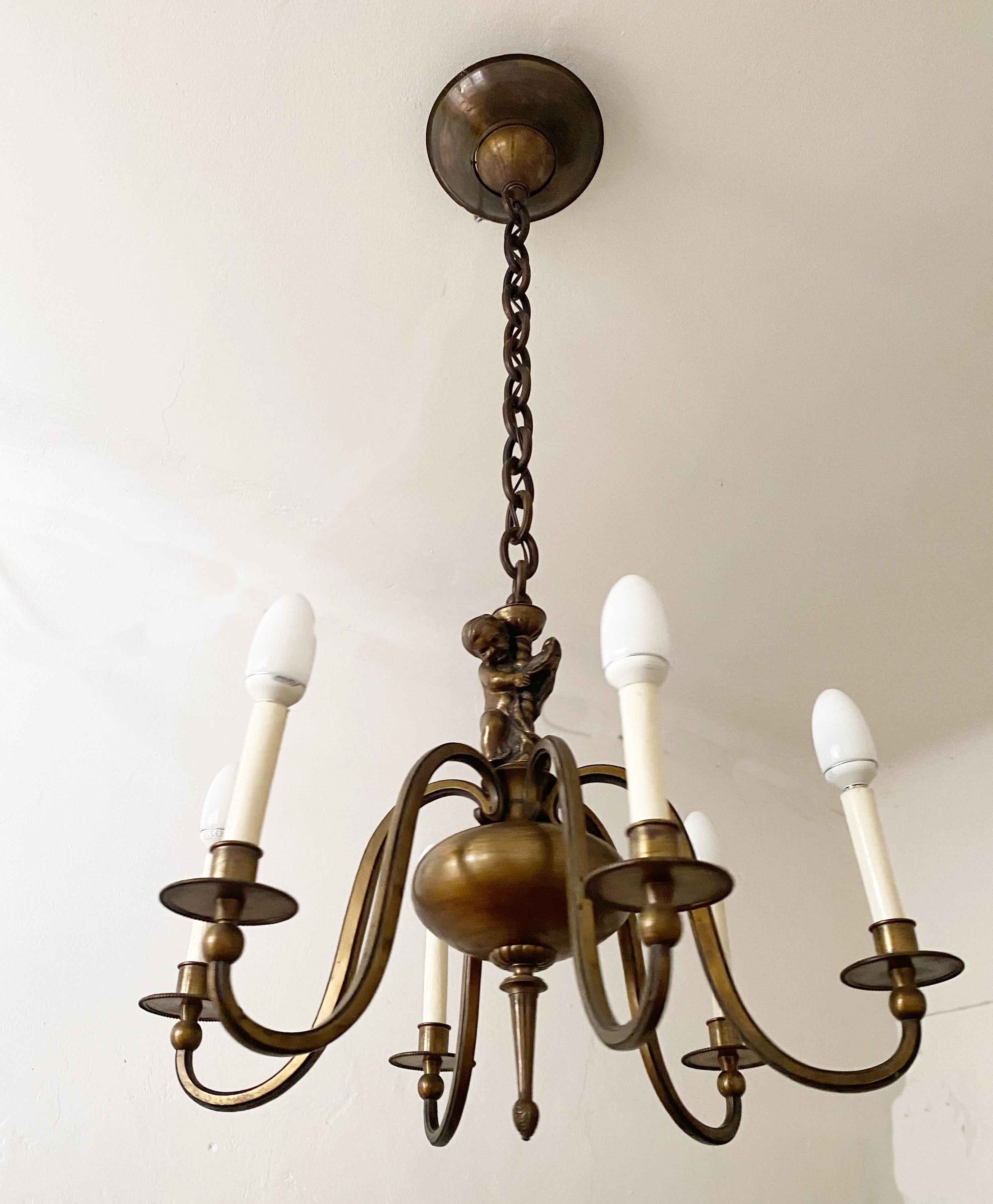 Late 19th Century Brass Chandelier For Sale 4