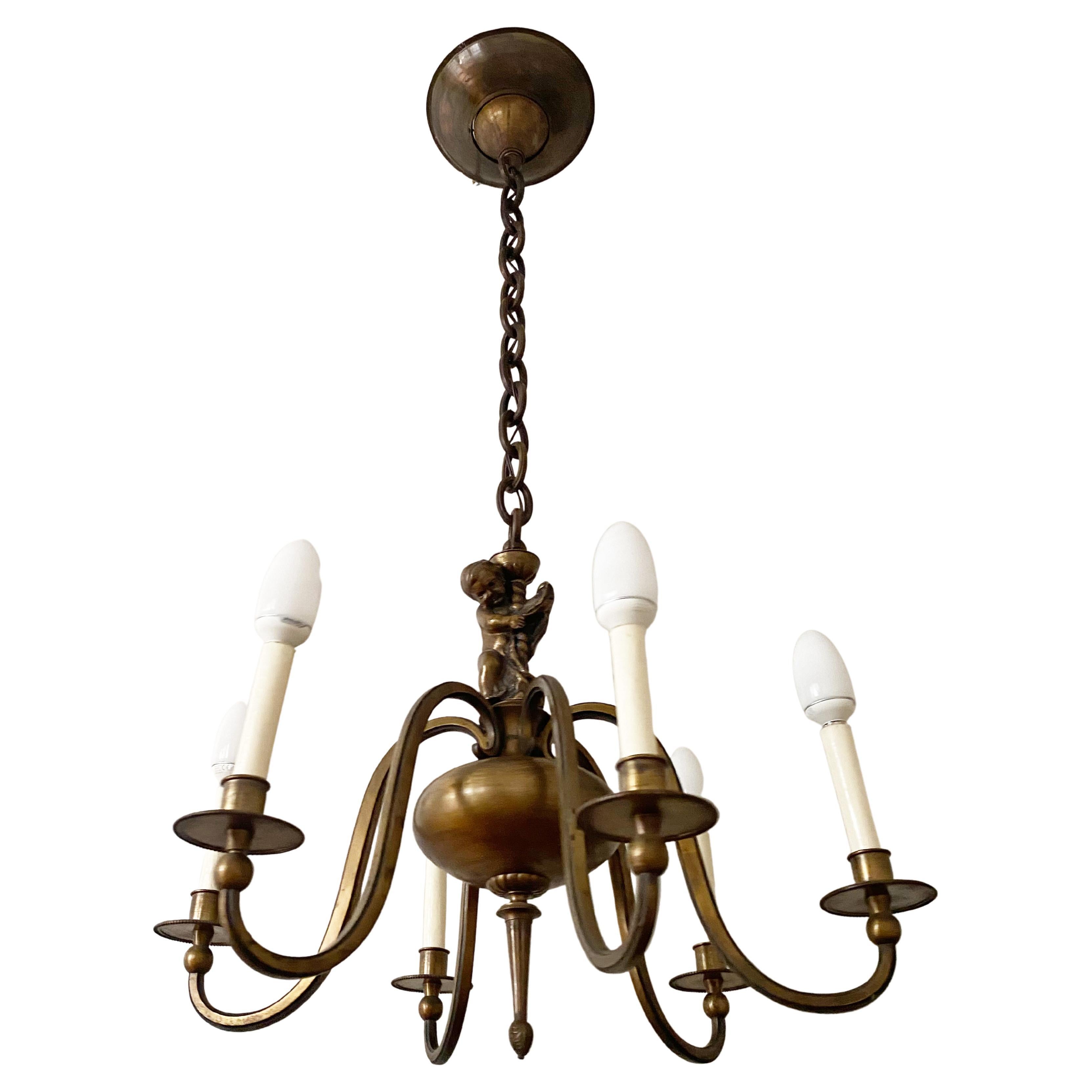 Late 19th Century Brass Chandelier For Sale