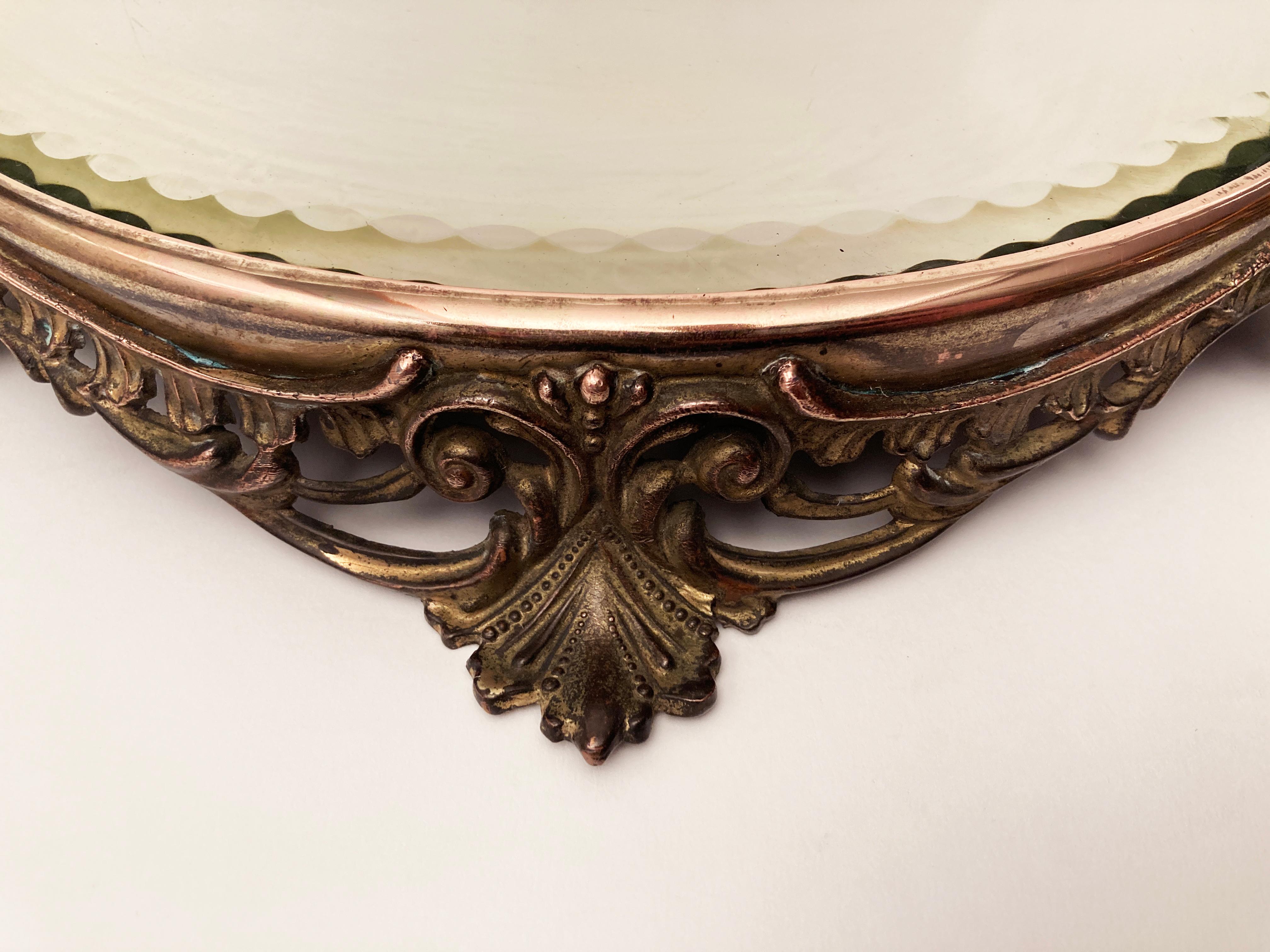 Late 19th Century Brass/Copper Ripple-edge Plateau Table Mirror 2
