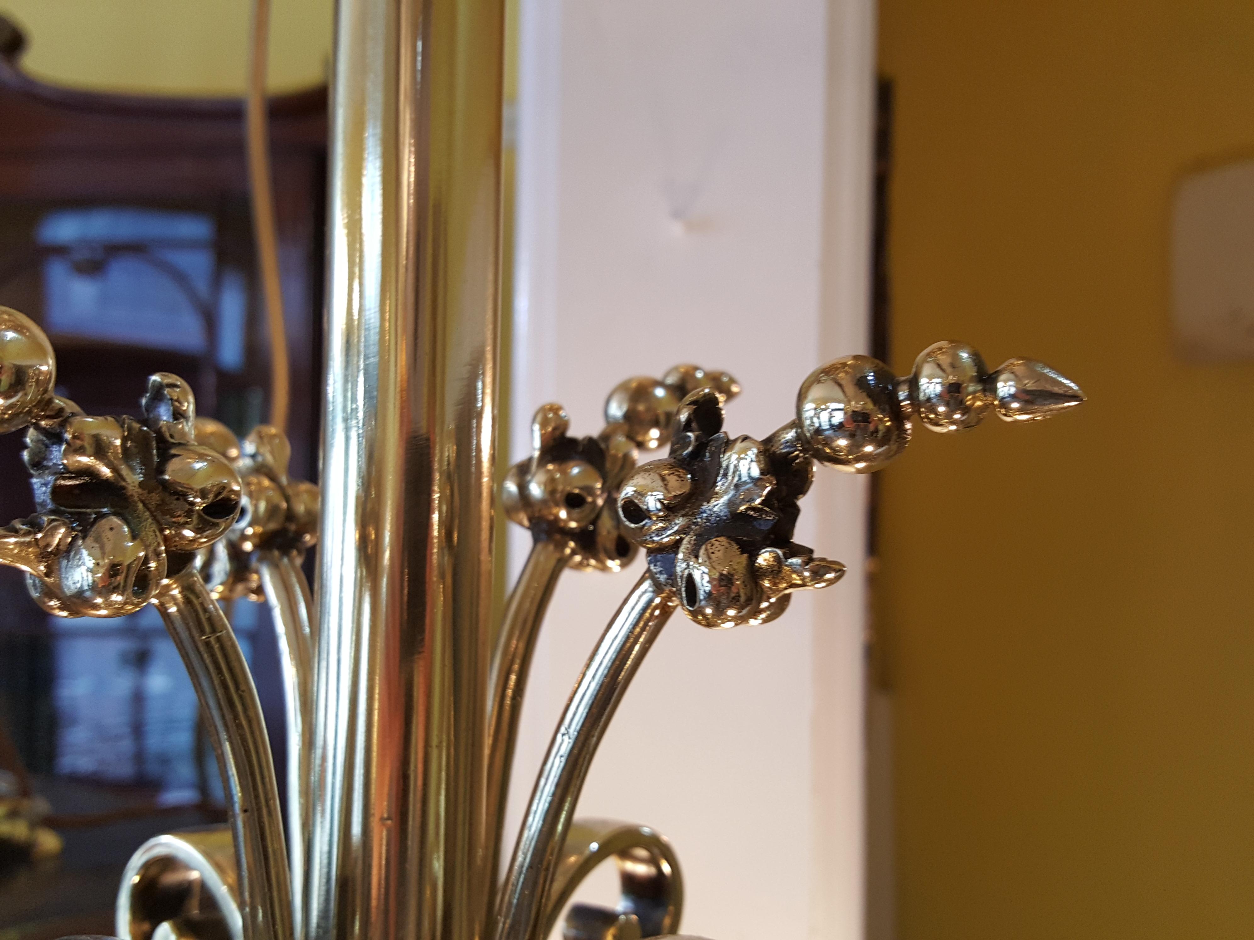 Late 19th Century Brass Four-Arm Chandelier For Sale 5