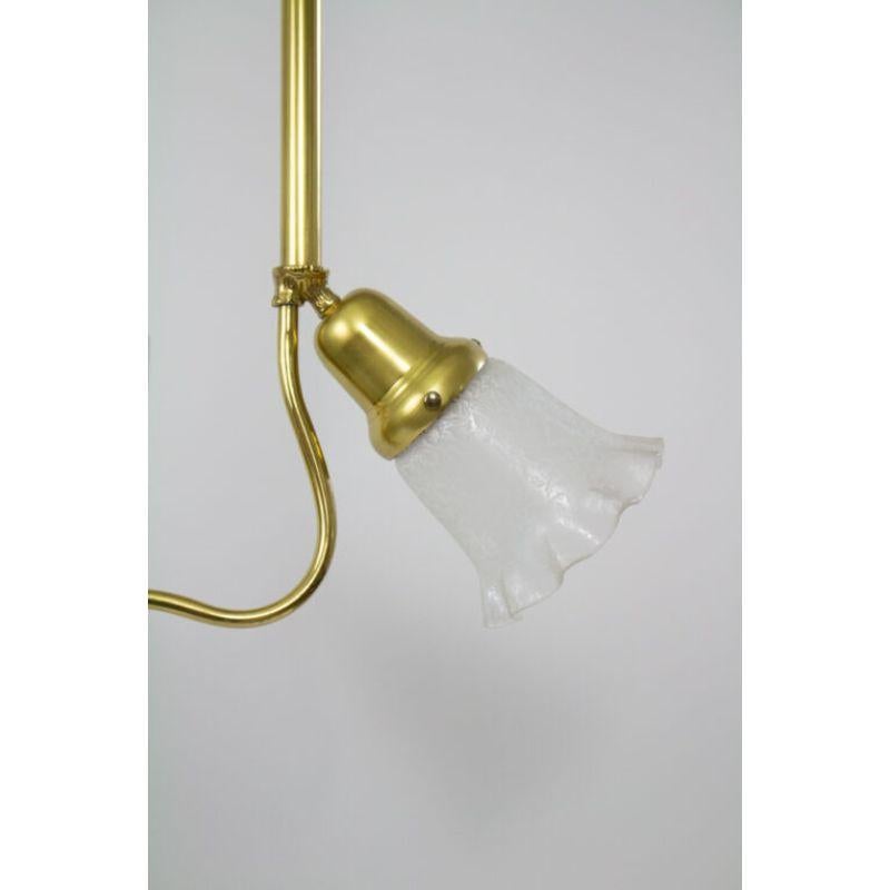 American Late 19th Century Brass Gas and Electric Pendant with Original Glass For Sale