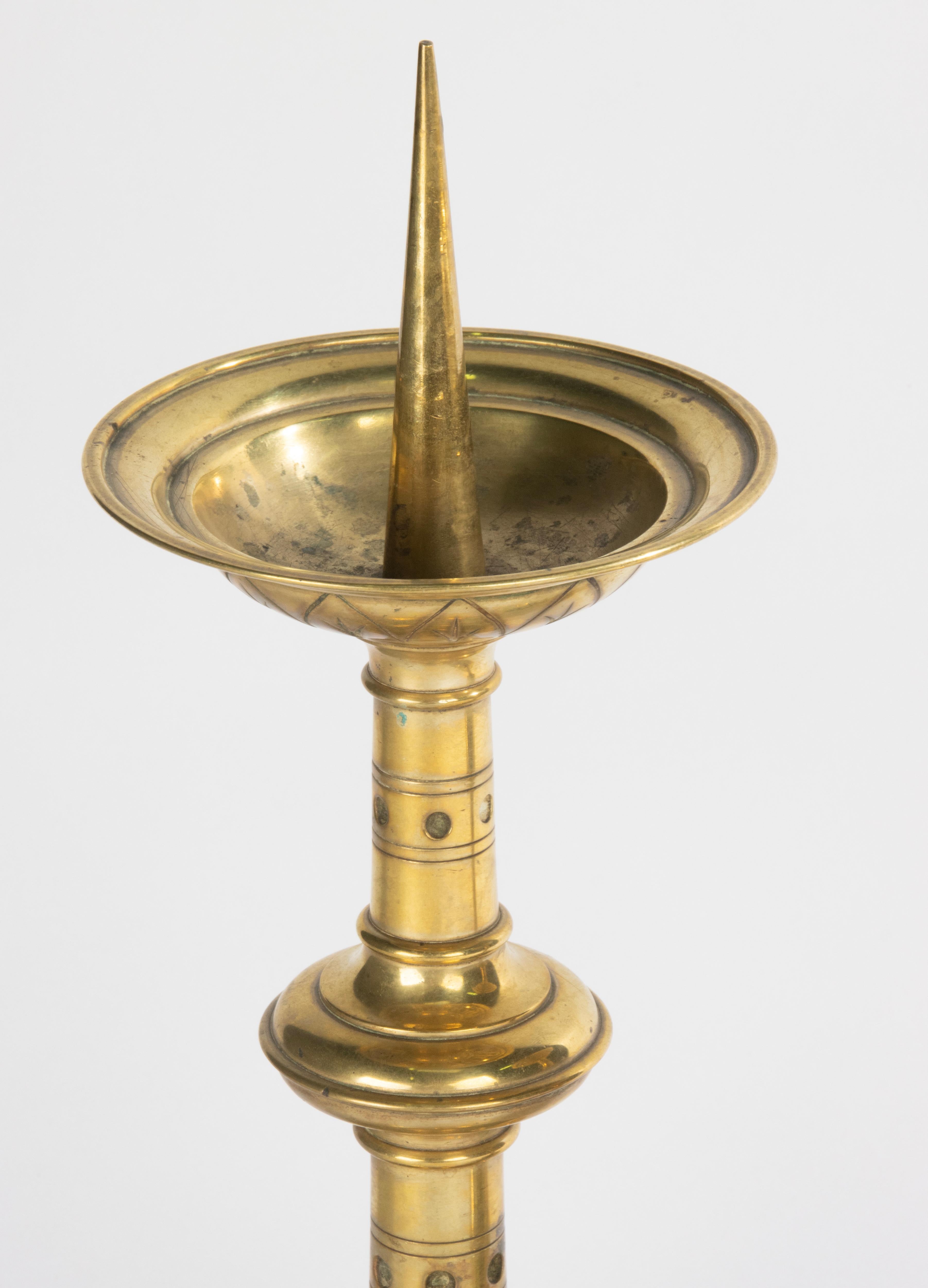 Late 19th Century Brass Gothic Style Candlesticks For Sale 9