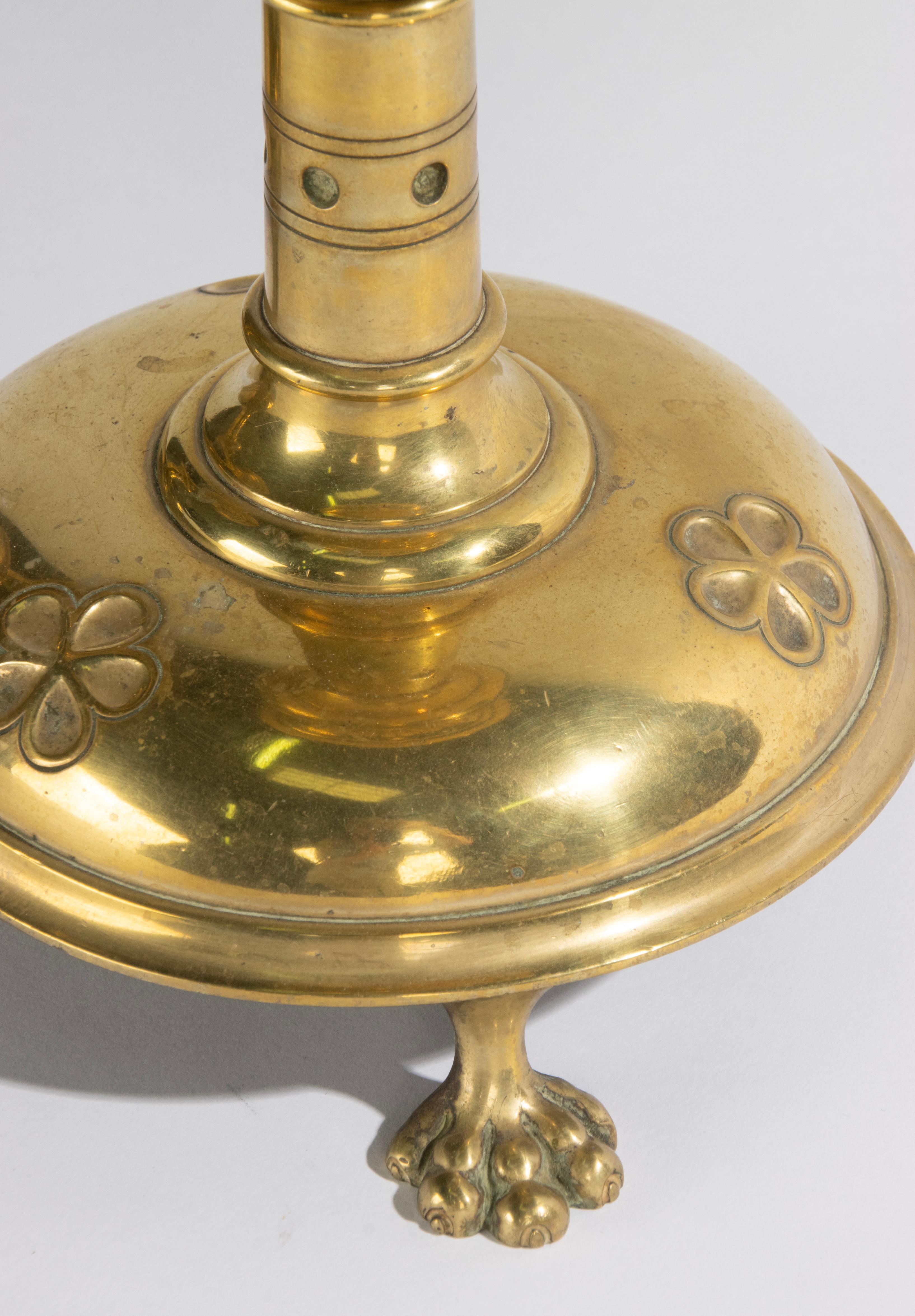Late 19th Century Brass Gothic Style Candlesticks For Sale 1