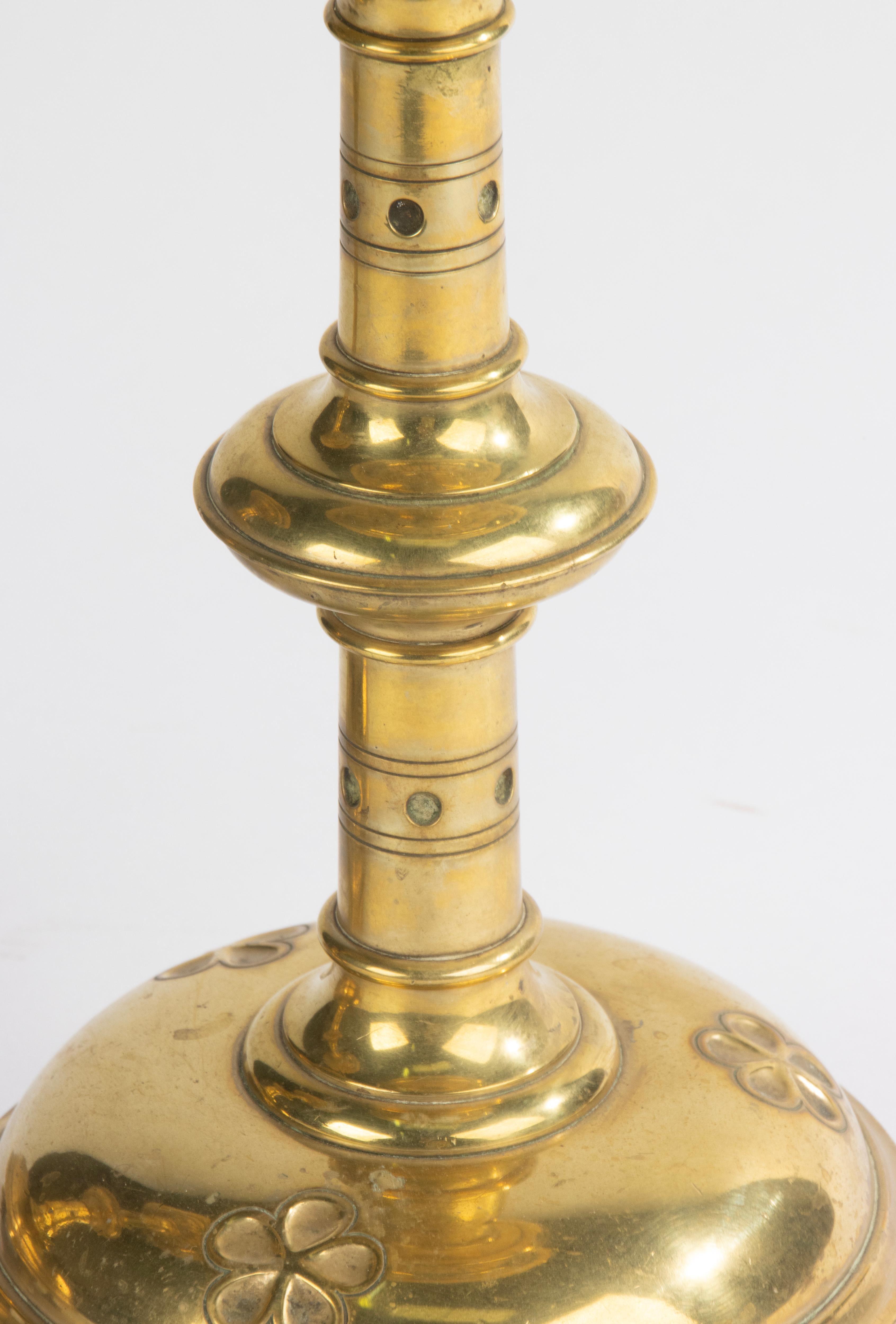 Late 19th Century Brass Gothic Style Candlesticks For Sale 3