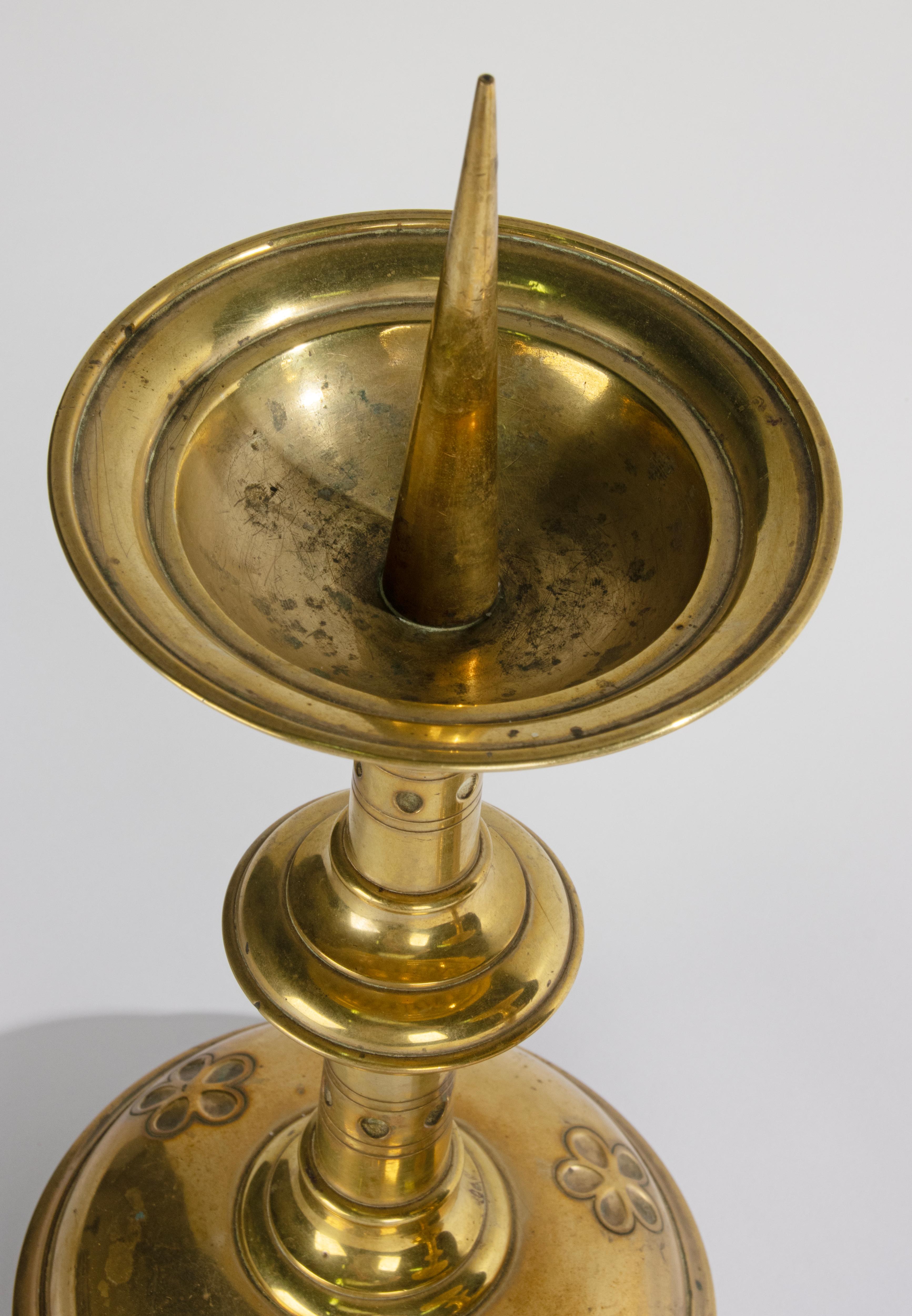 Late 19th Century Brass Gothic Style Candlesticks For Sale 5