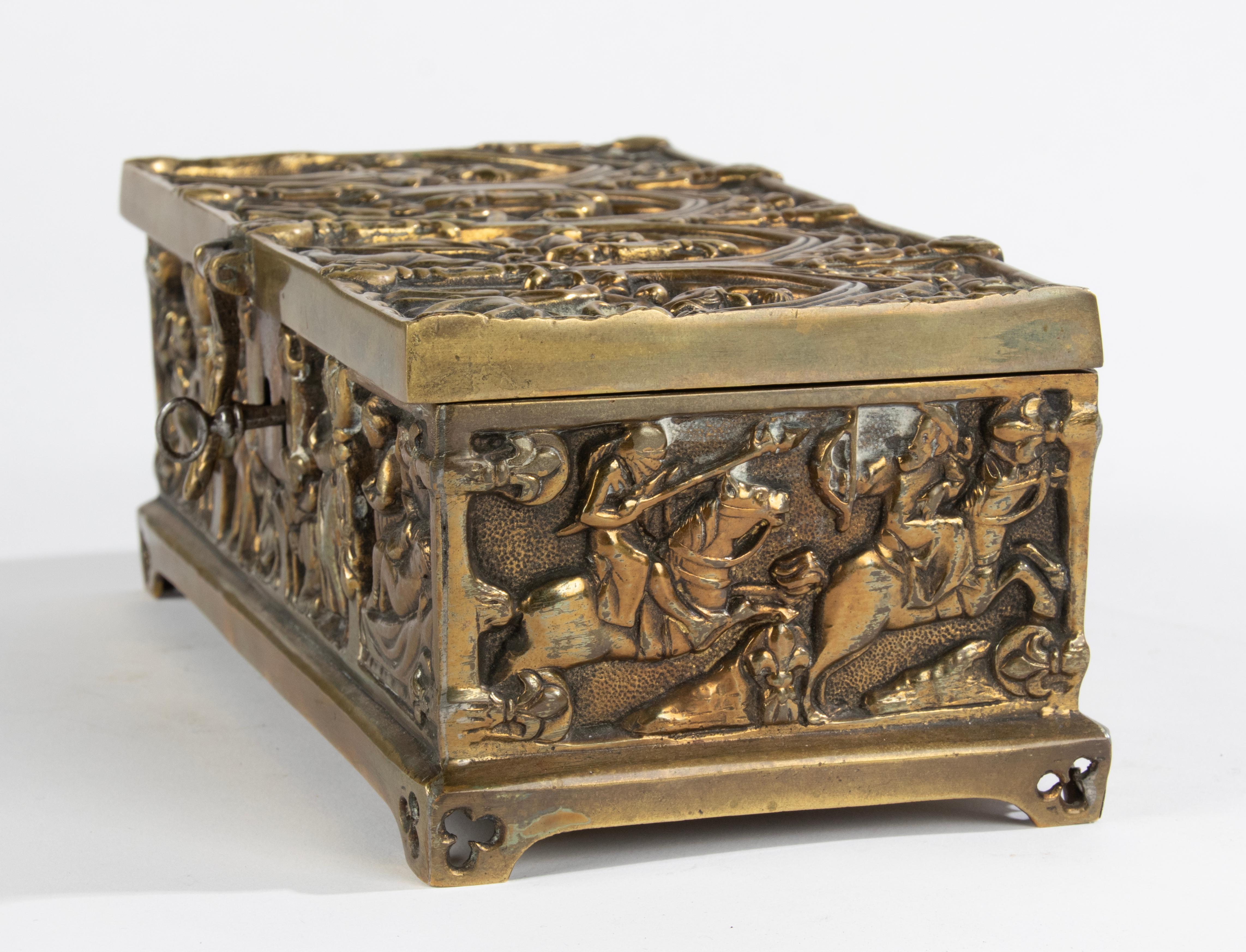 Late 19th Century Brass Gothic Style Decorative Storage Box 6