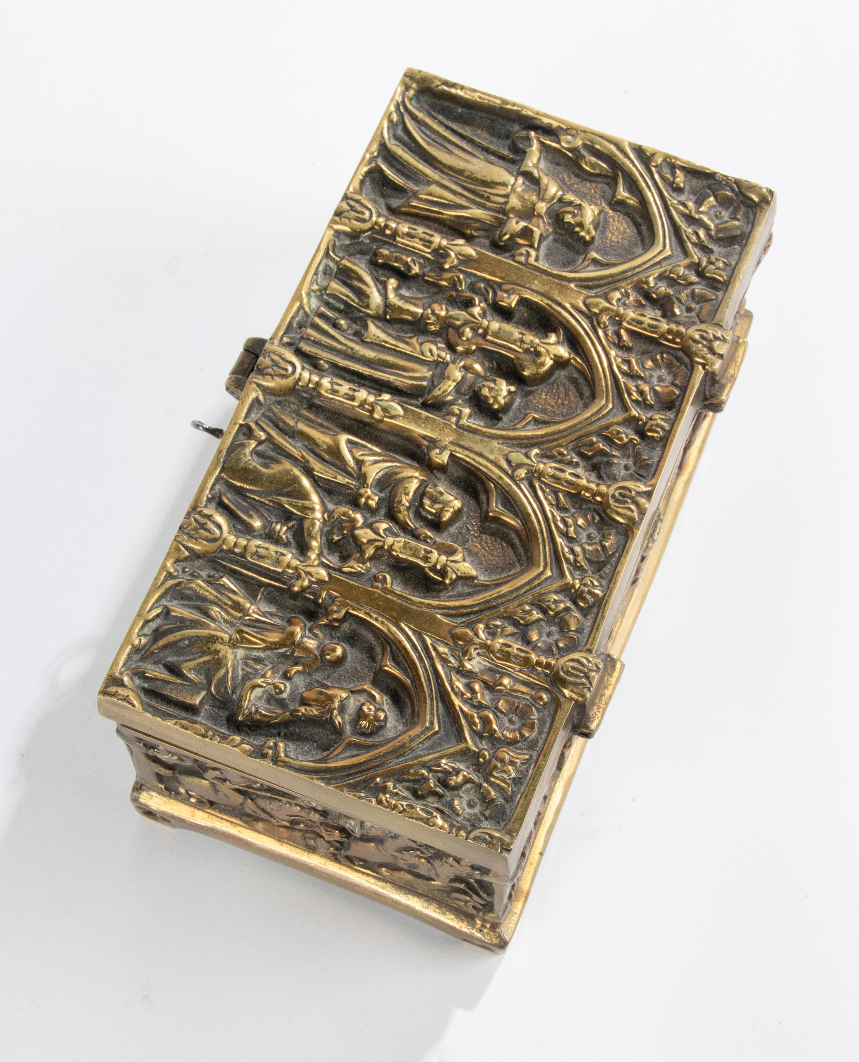 Late 19th Century Brass Gothic Style Decorative Storage Box 8