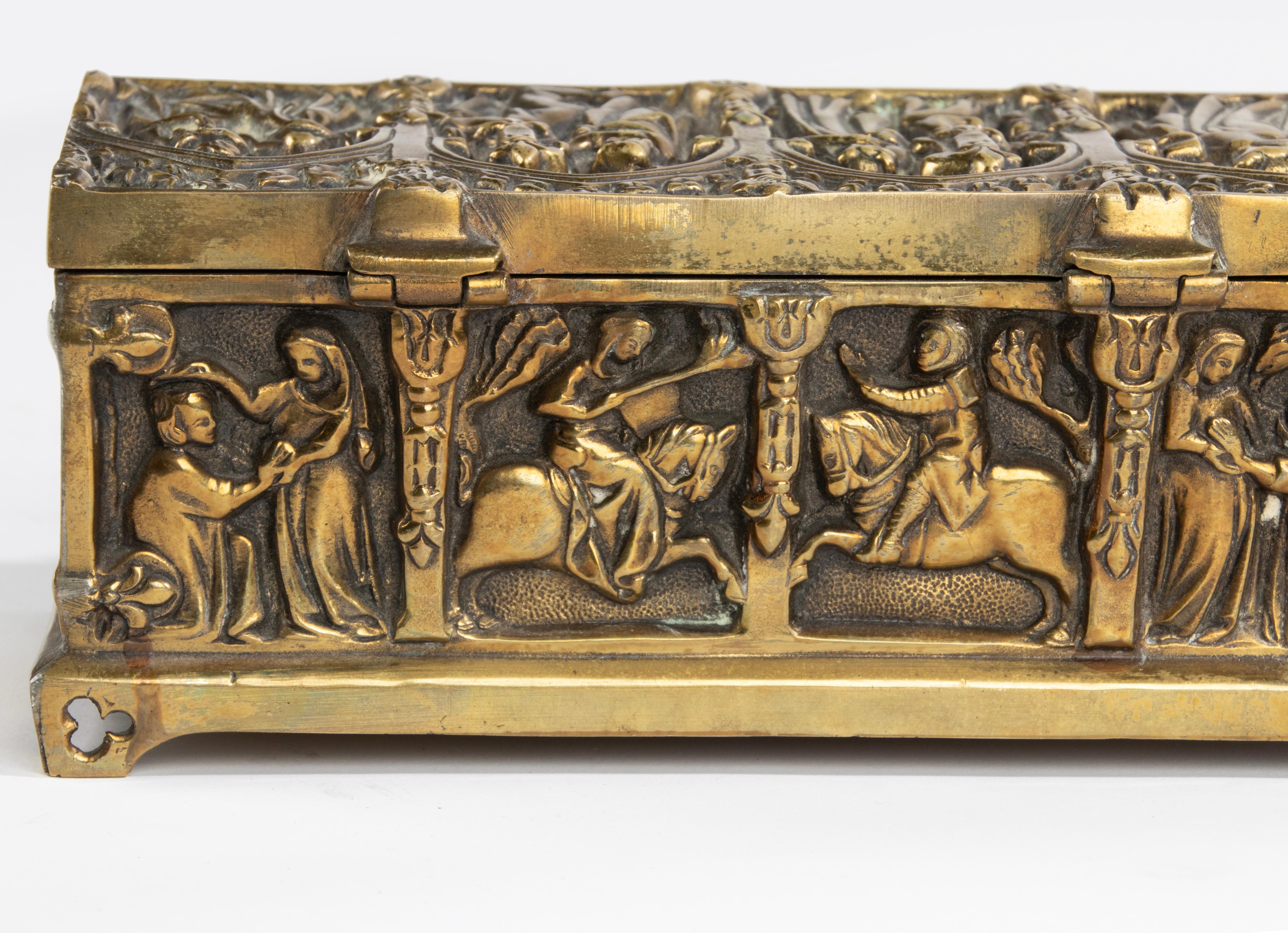 Late 19th Century Brass Gothic Style Decorative Storage Box 11