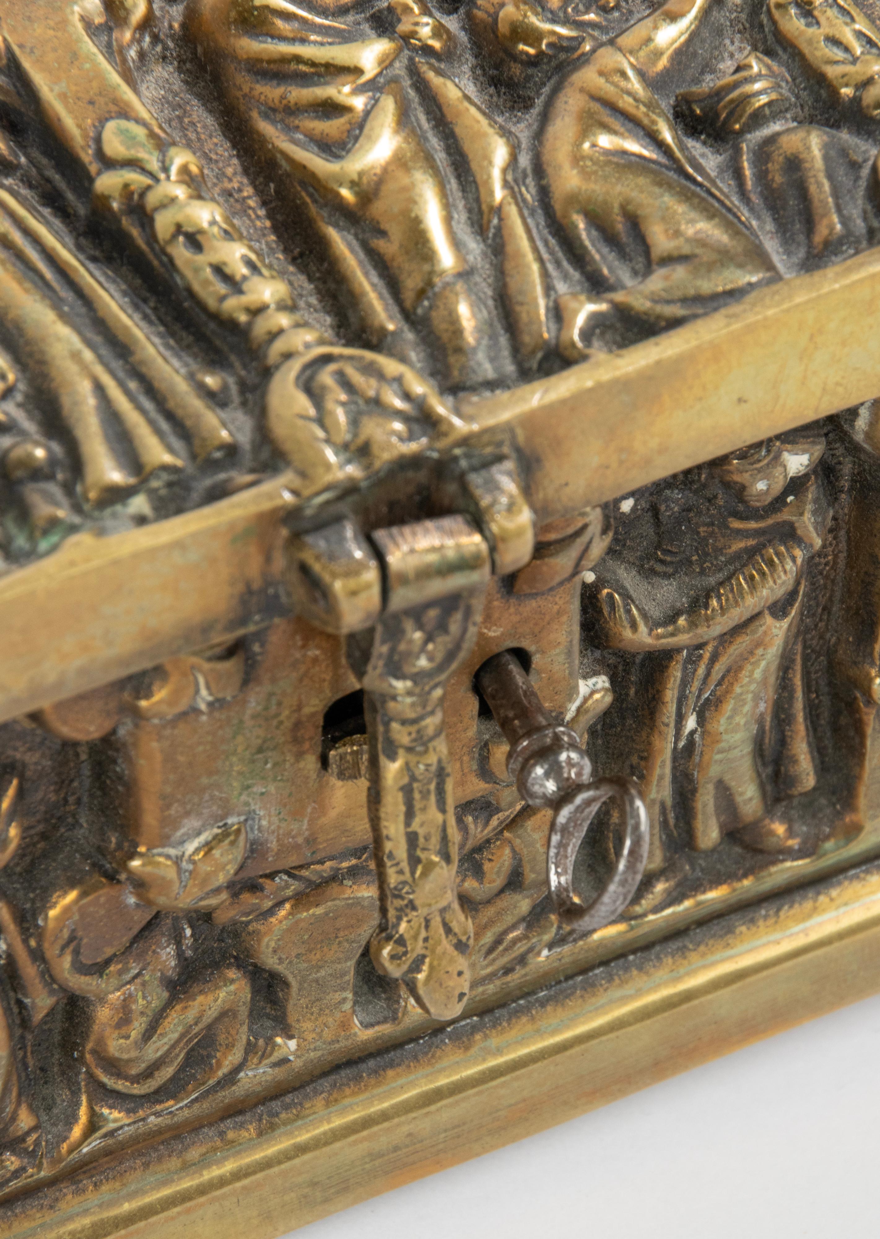 Late 19th Century Brass Gothic Style Decorative Storage Box 13