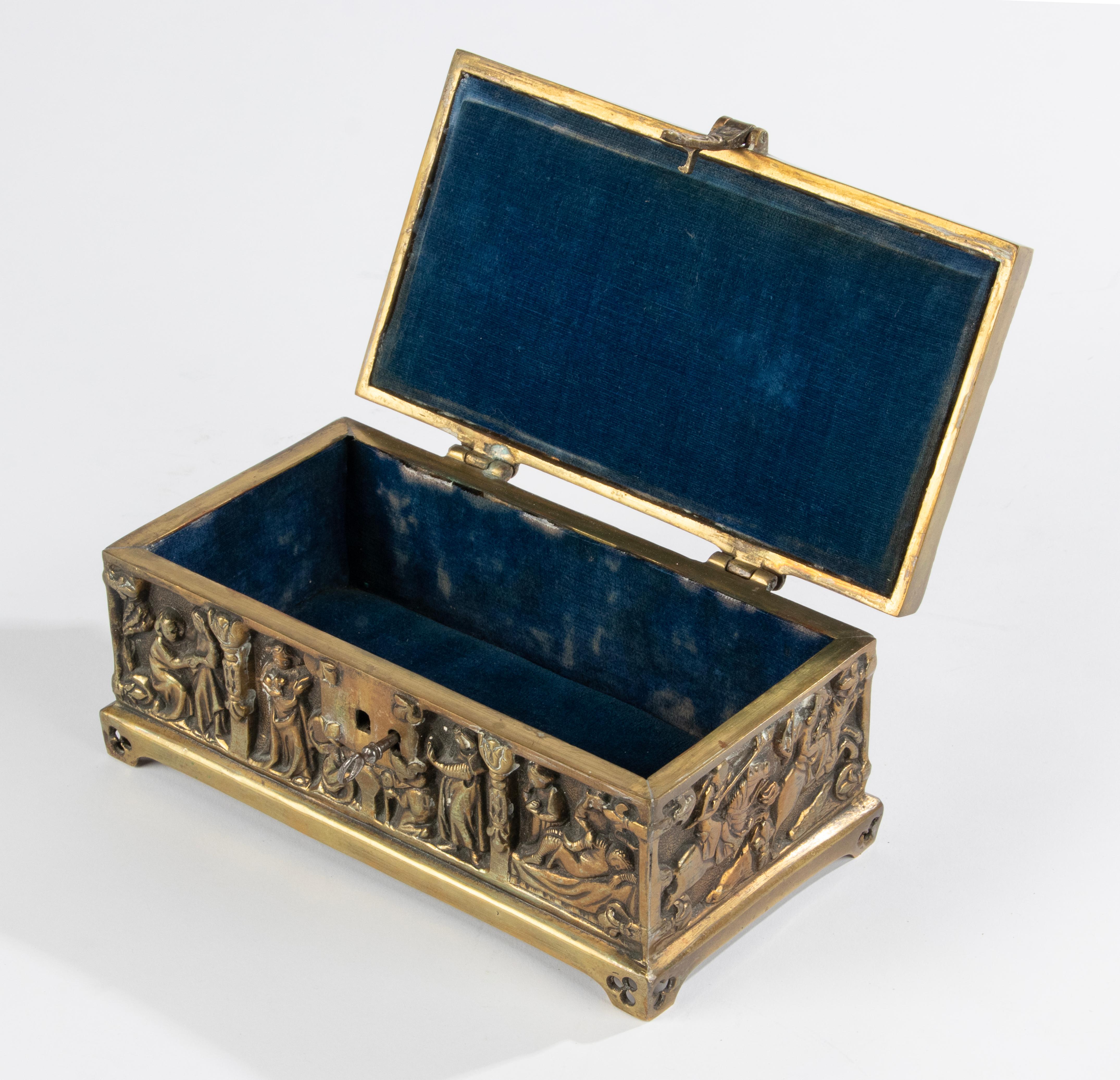 Late 19th Century Brass Gothic Style Decorative Storage Box 1