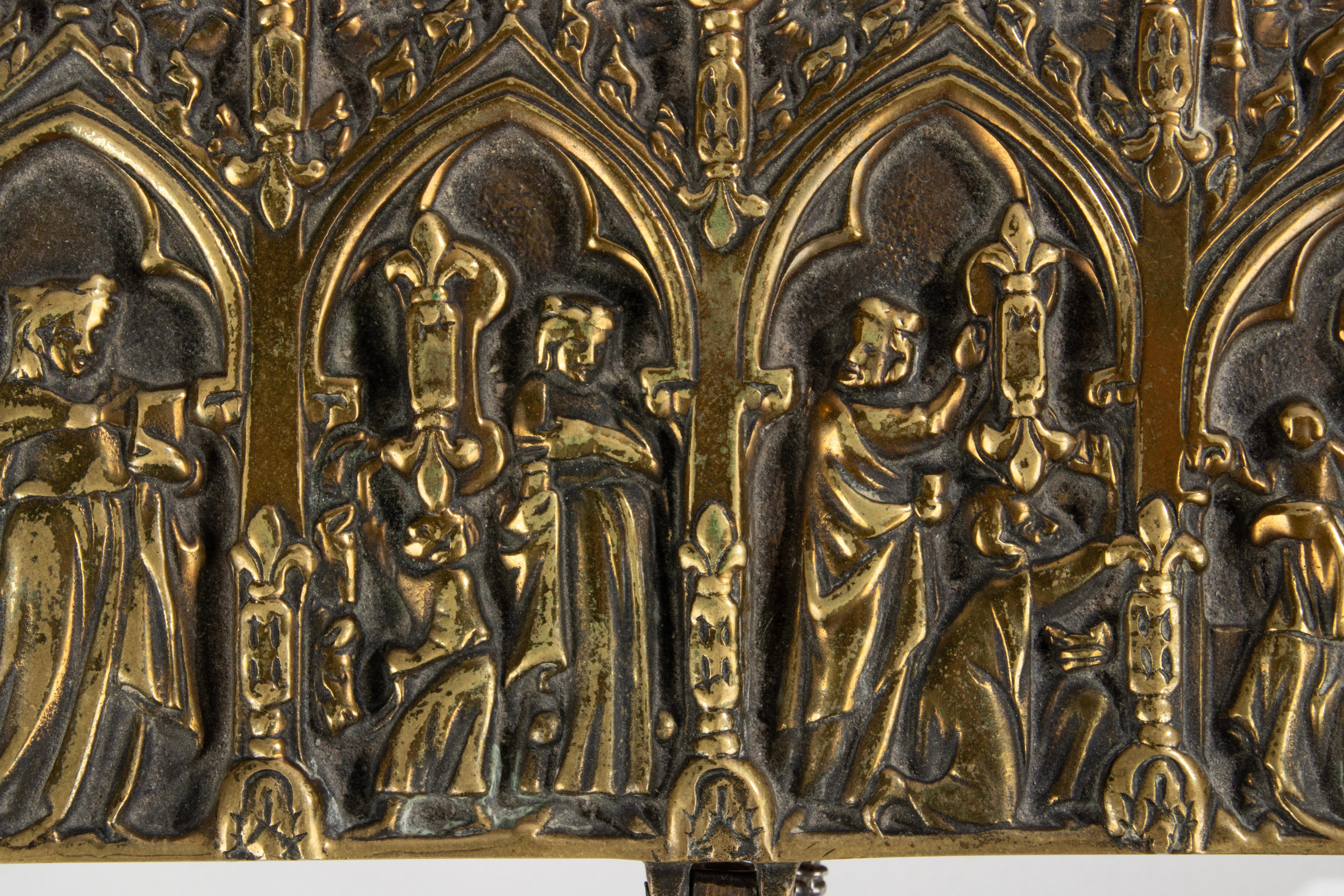 Late 19th Century Brass Gothic Style Decorative Storage Box 2