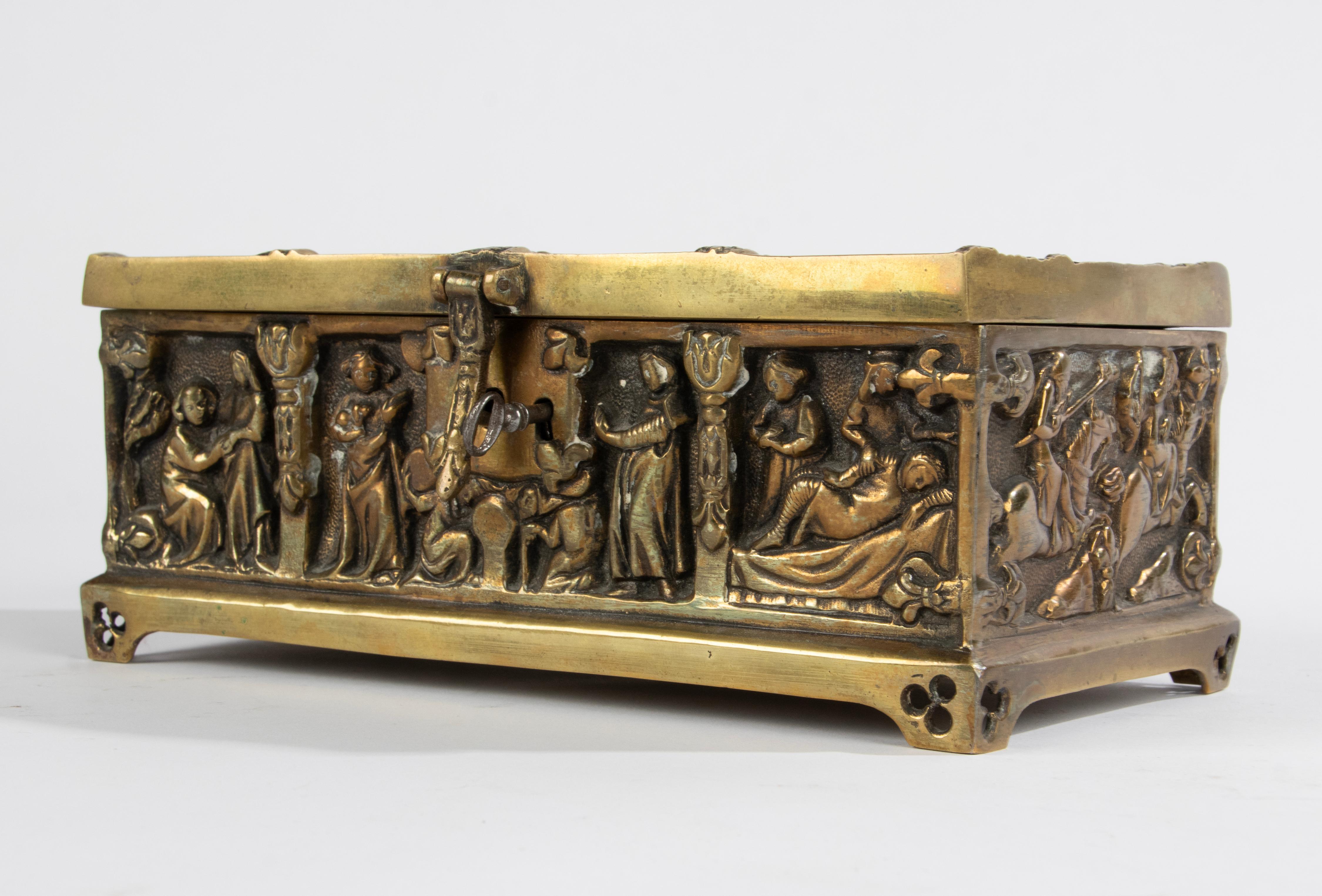 Late 19th Century Brass Gothic Style Decorative Storage Box 3