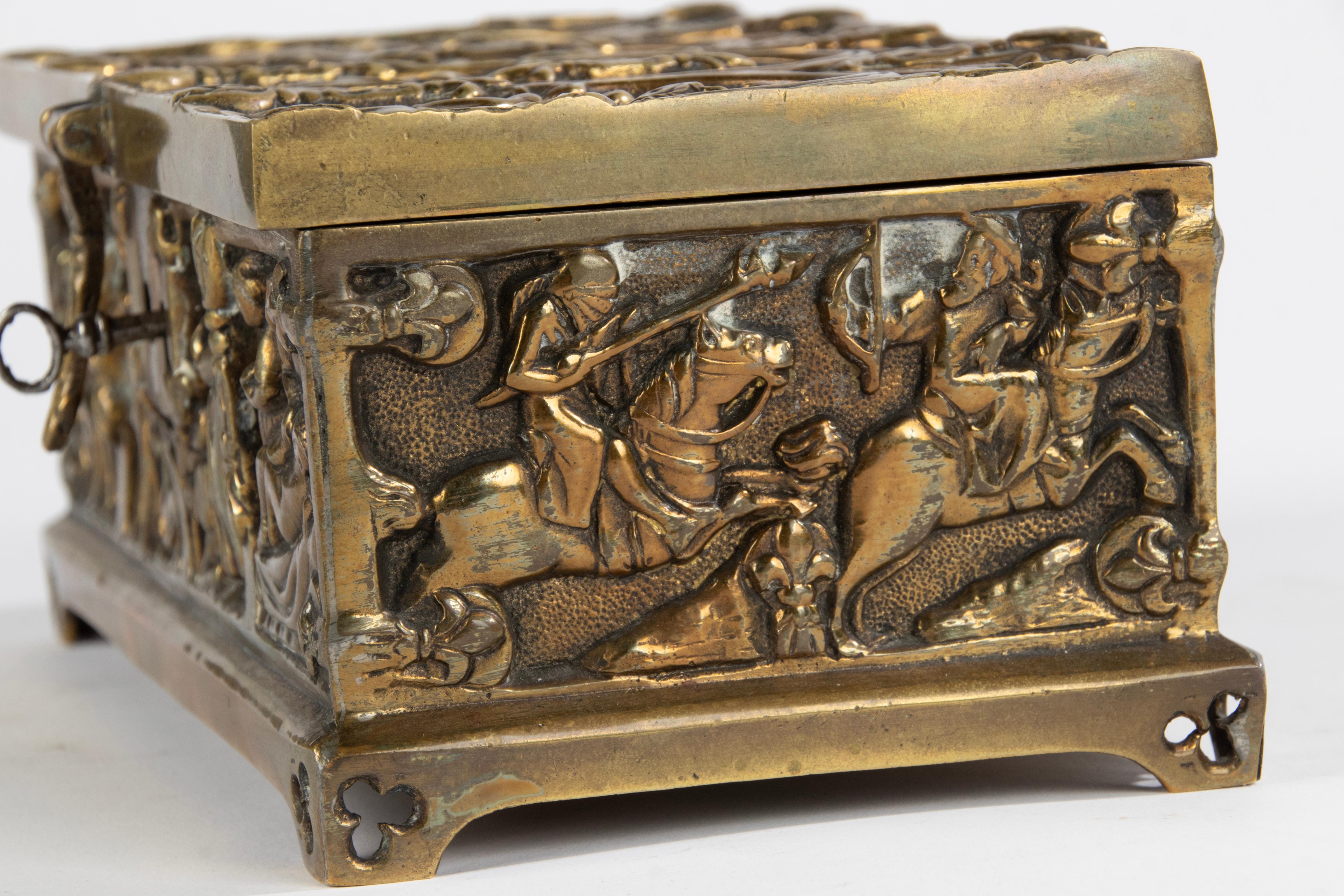 Late 19th Century Brass Gothic Style Decorative Storage Box 4