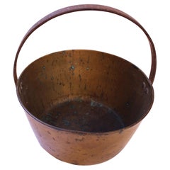Late 19th Century Brass Jam Pot with Iron Handle, English