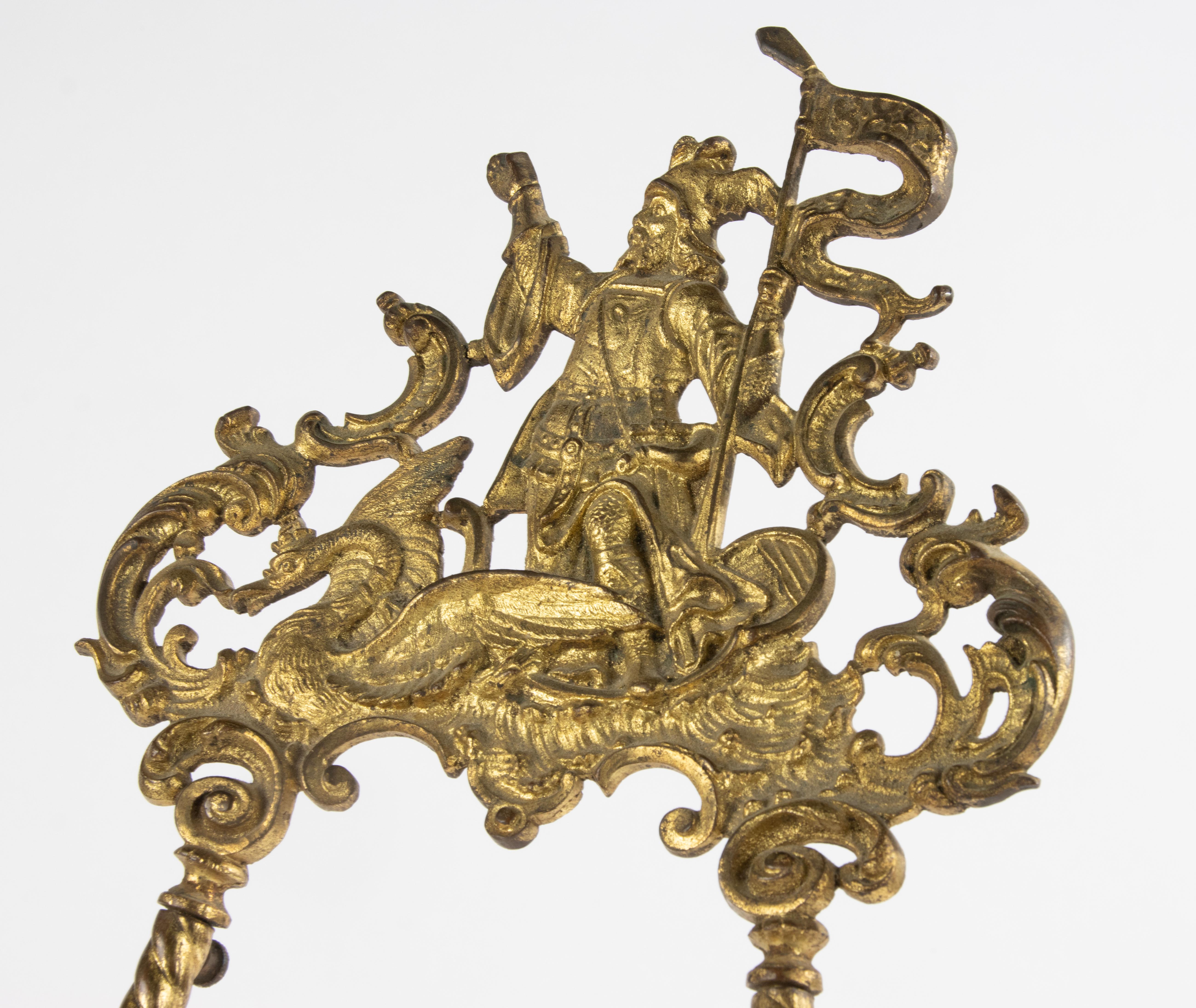 Spätes 19. Jahrhundert Messing Rednerpult Buch Stand / Staffelei - St. Georg und Drachen (Renaissance)