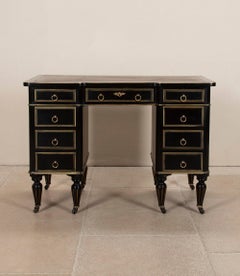 Late 19th Century Brass Mounted Ebonised Desk Stamped Edwards and Roberts