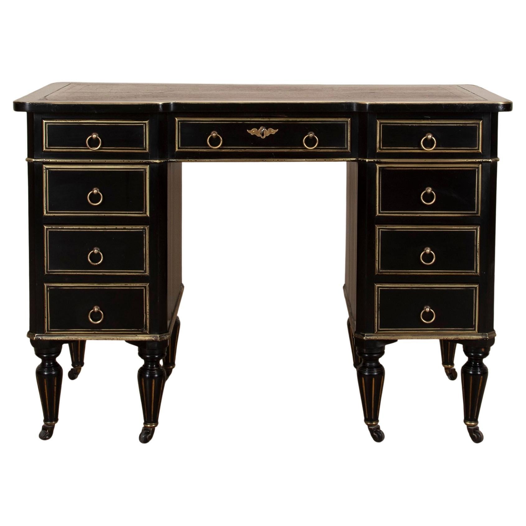 Late 19th Century Brass Mounted Ebonised Desk Stamped Edwards and Roberts For Sale