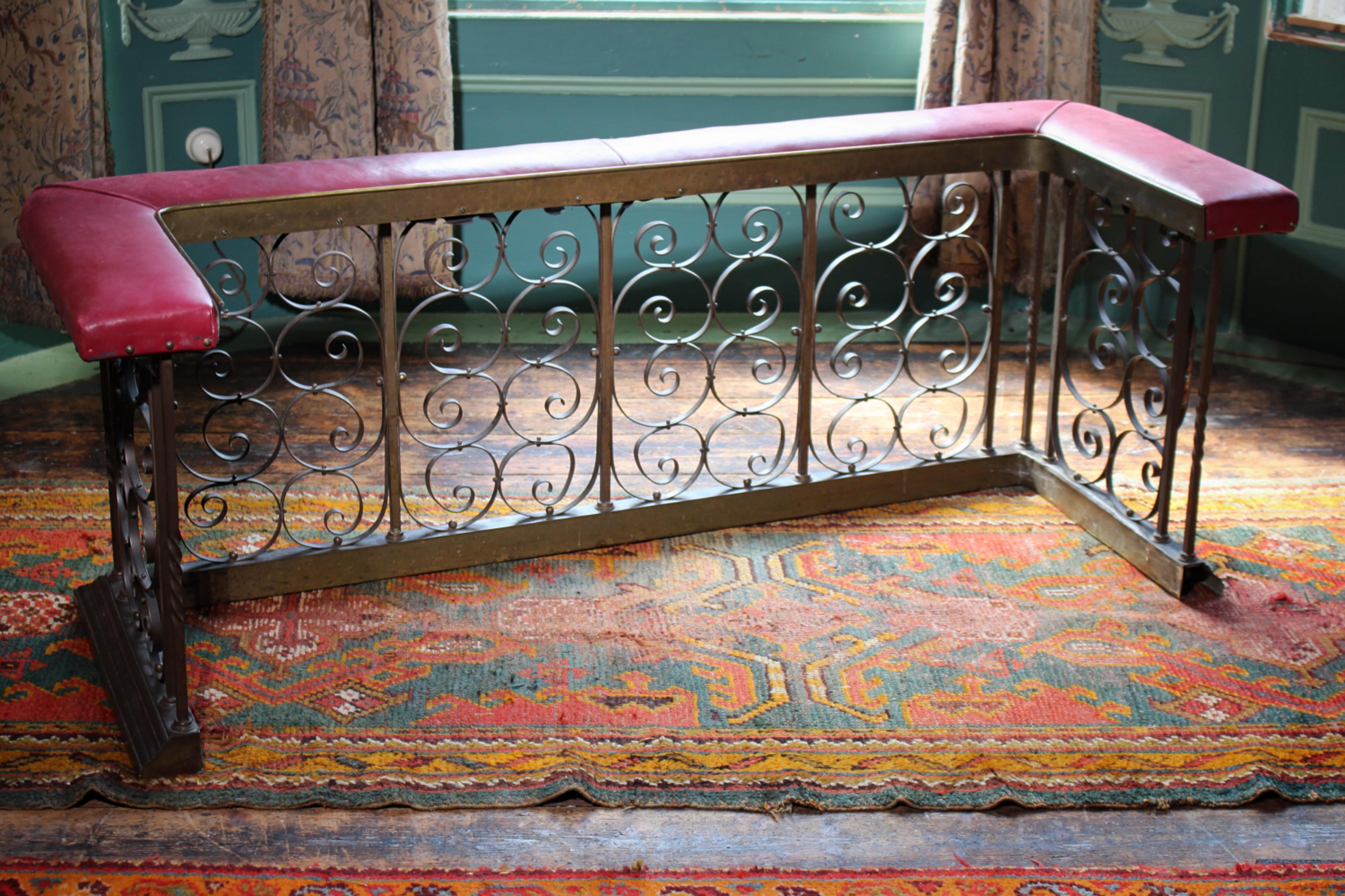 Late 19th Century Brass & Red Leather Country House Club Fender Fire Guard For Sale 13