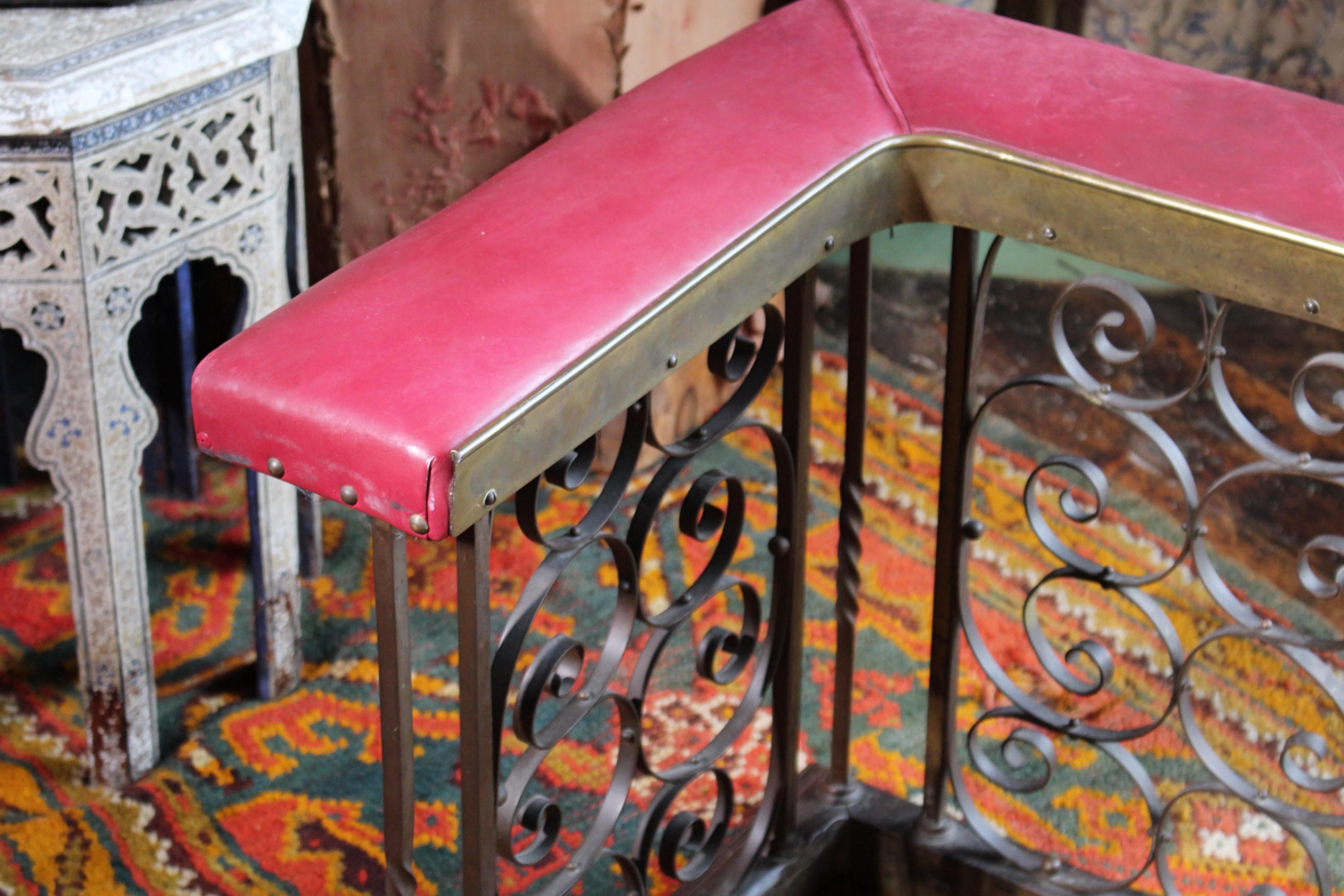 Late 19th Century Brass & Red Leather Country House Club Fender Fire Guard For Sale 14