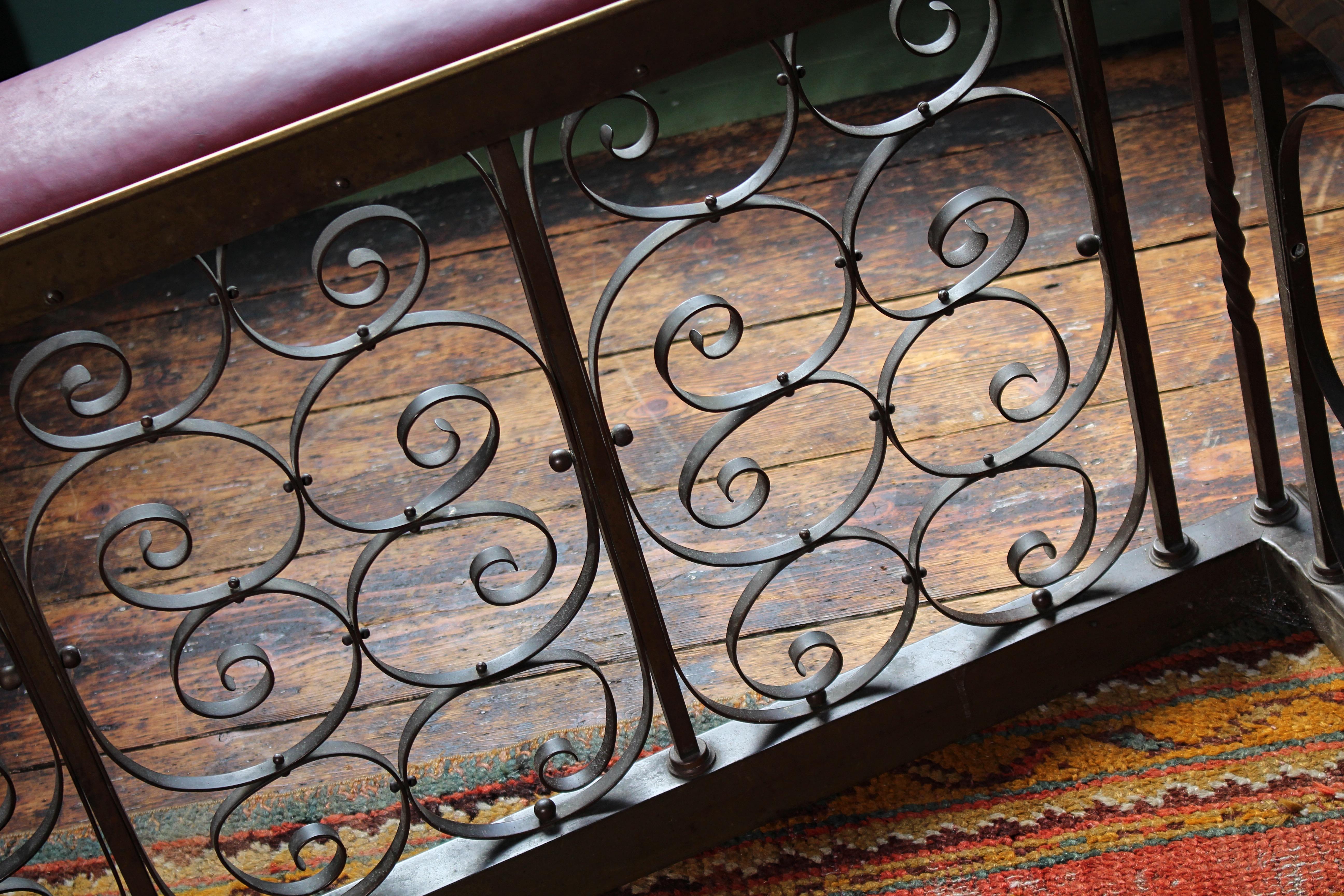 Late 19th Century Brass & Red Leather Country House Club Fender Fire Guard For Sale 15