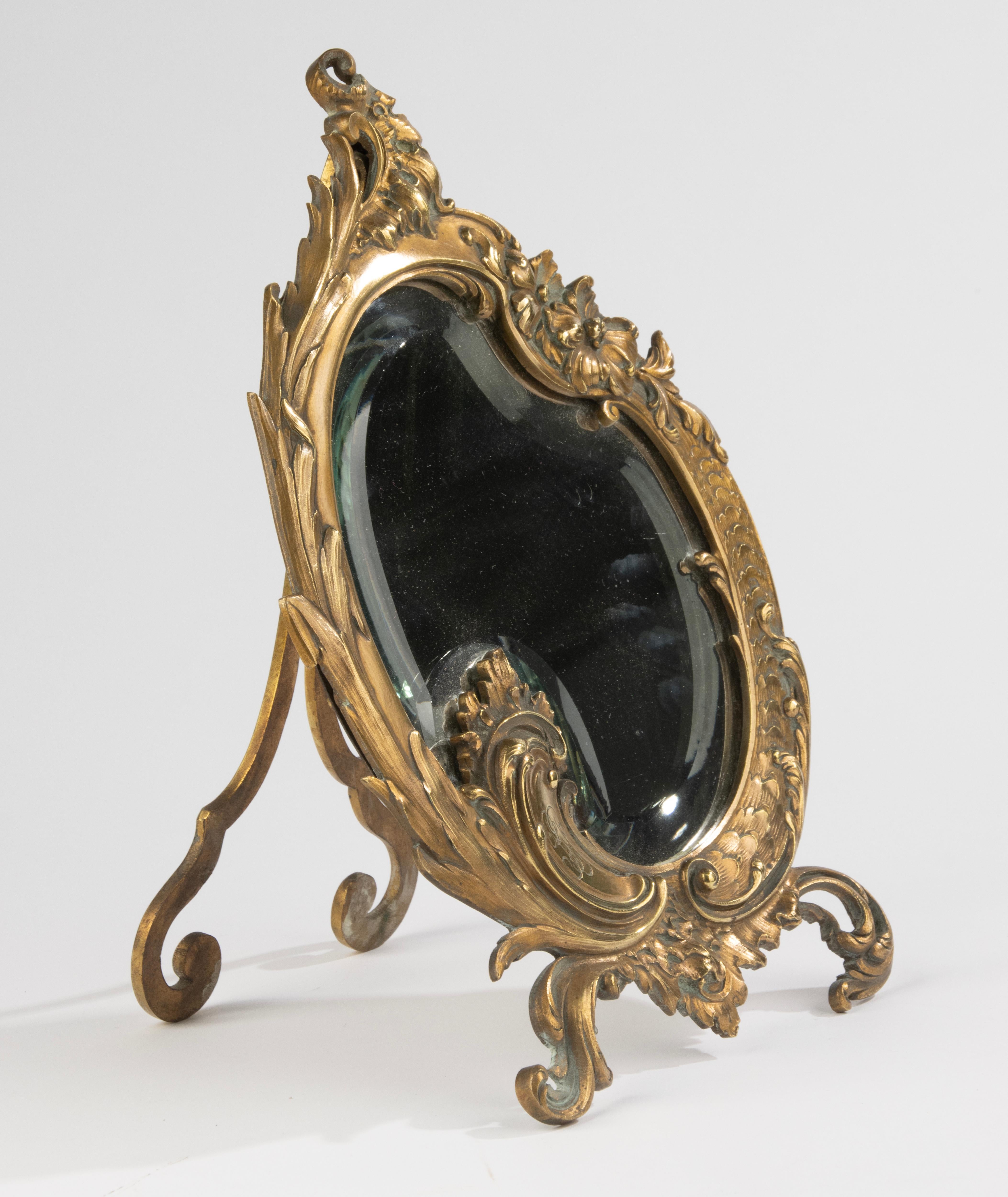 Miroir de table en laiton de la fin du XIXe siècle - style rococo Bon état - En vente à Casteren, Noord-Brabant