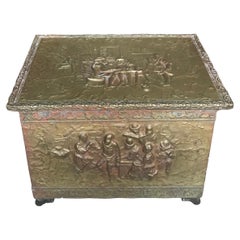 Late 19th Century Brass Tin Firewood Box