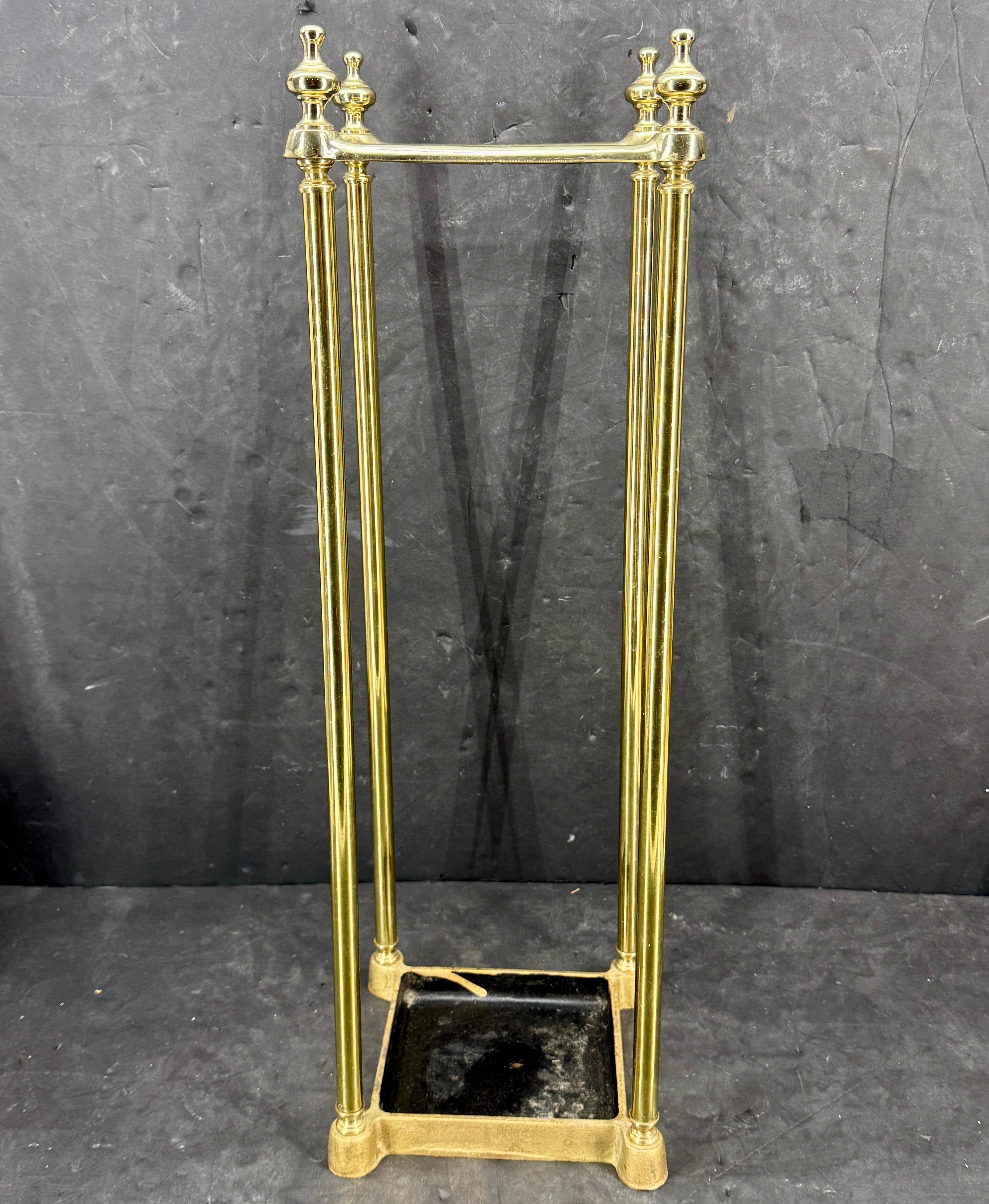 Late Victorian Late 19th Century Brass Umbrella Cane Stand, England For Sale