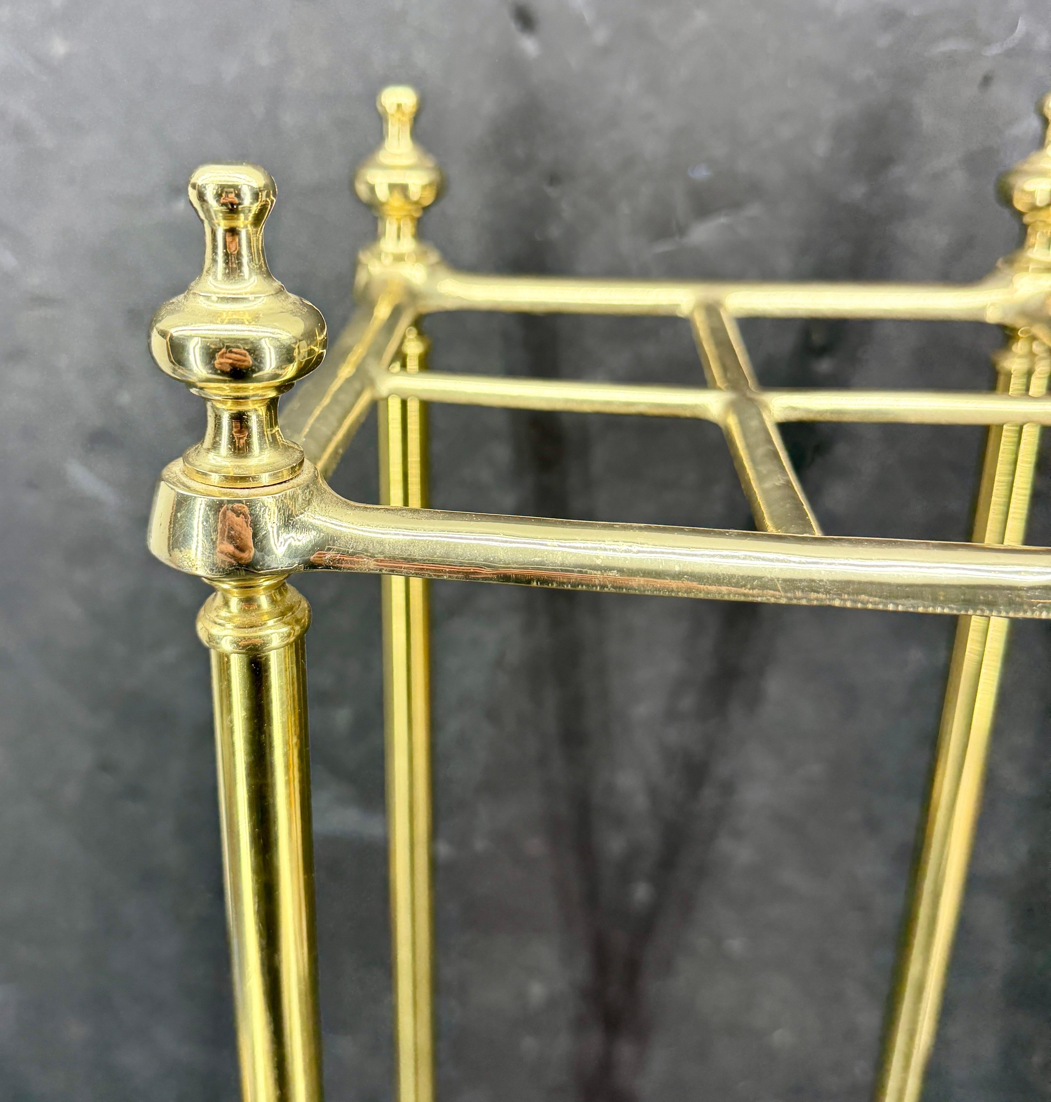 English Late 19th Century Brass Umbrella Cane Stand, England For Sale