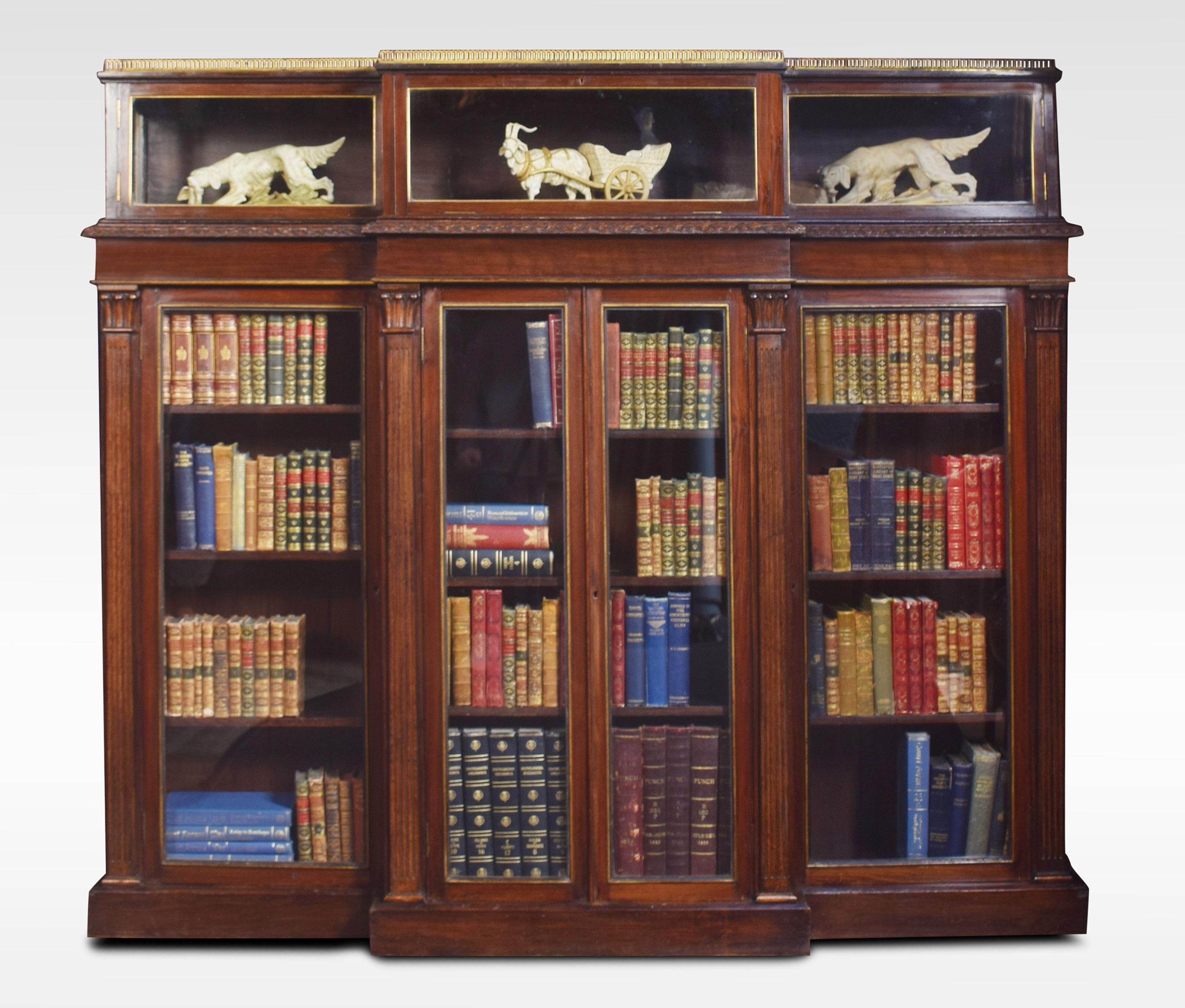 Oak Late 19th Century Breakfront Display Bookcase
