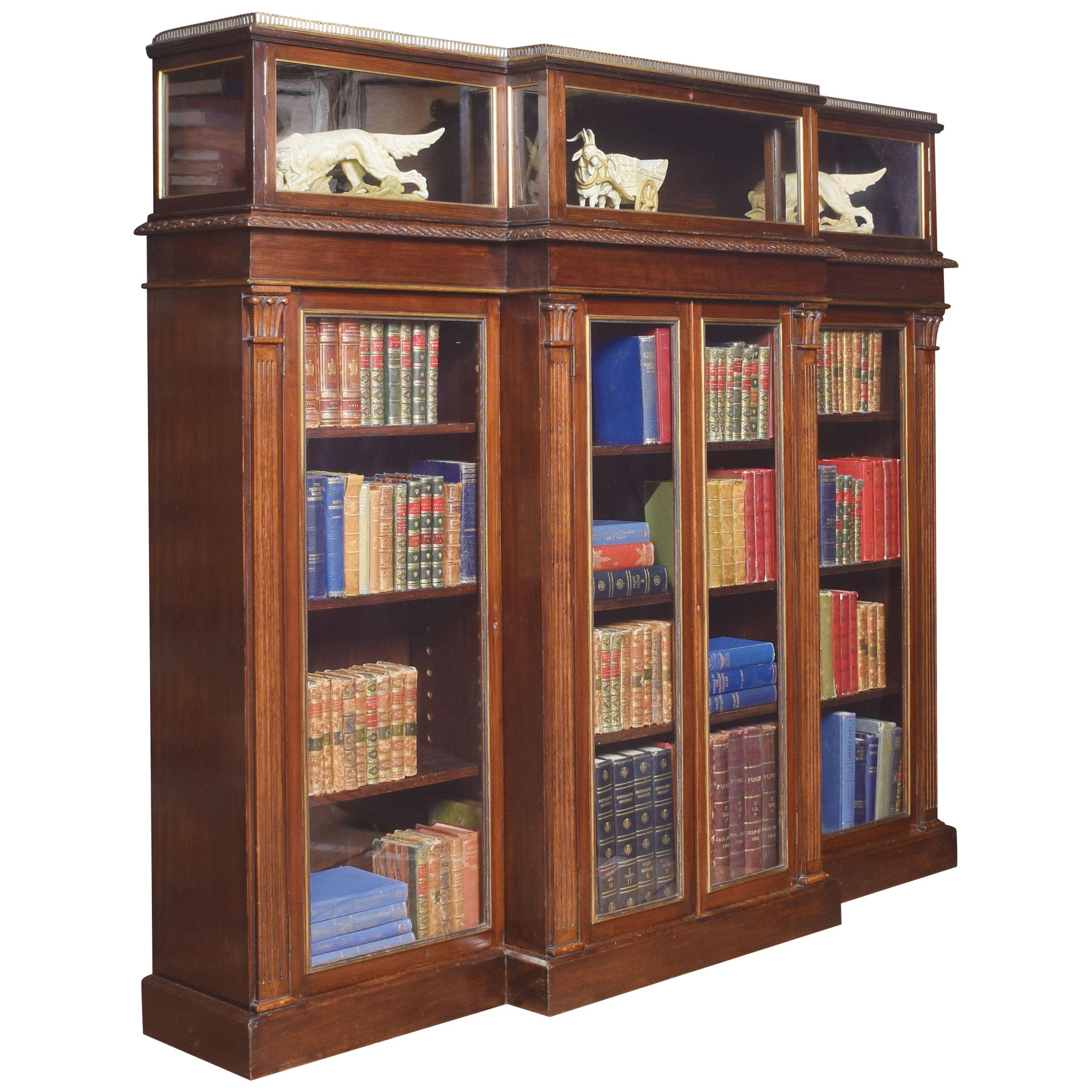 Late 19th Century Breakfront Display Bookcase